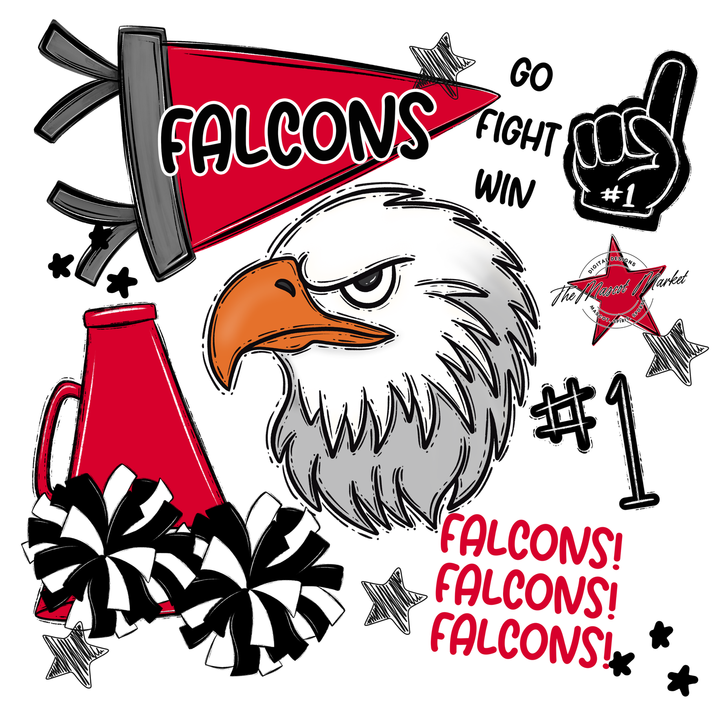 Falcons Spirit Design-Red