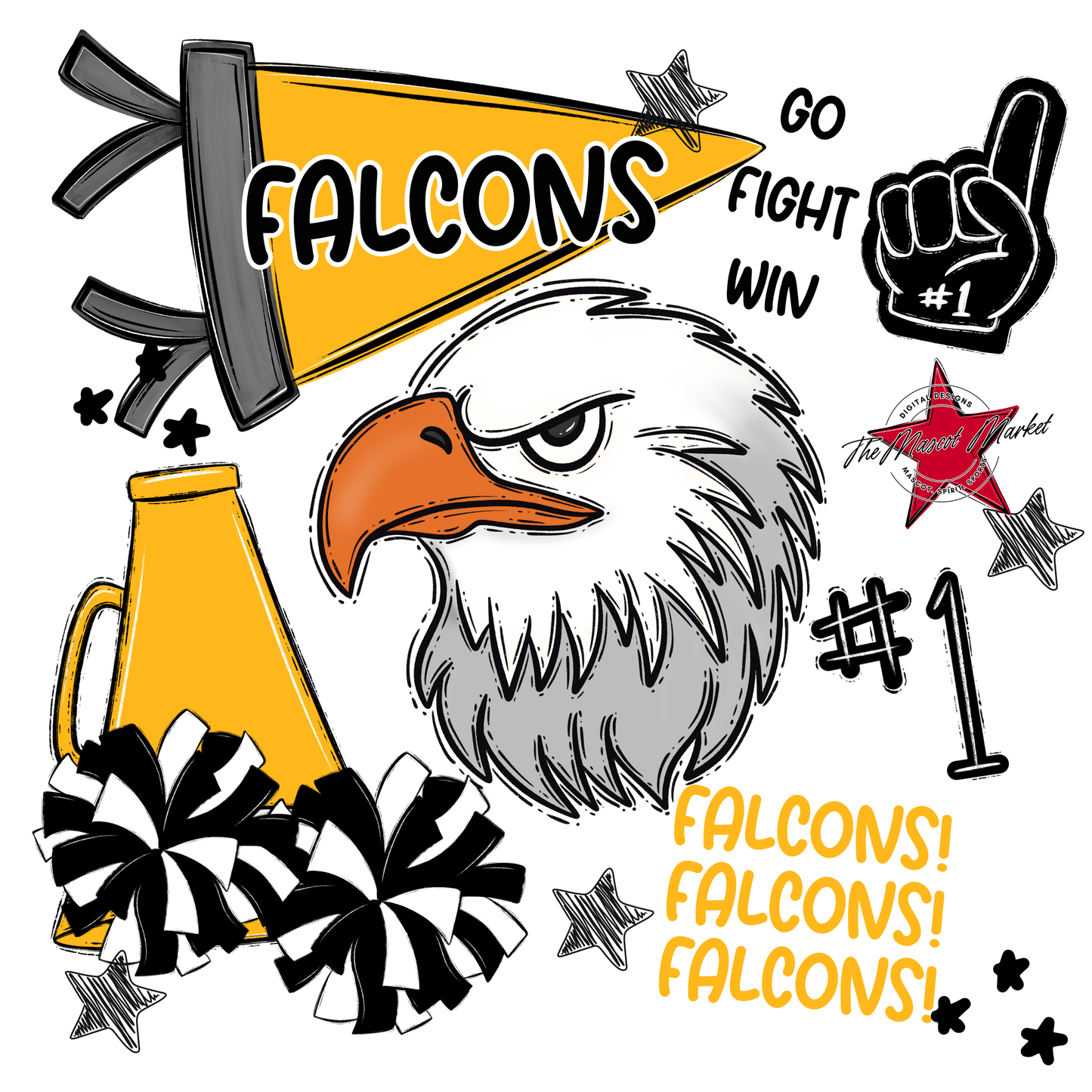 Falcons Spirit Design-Yellow