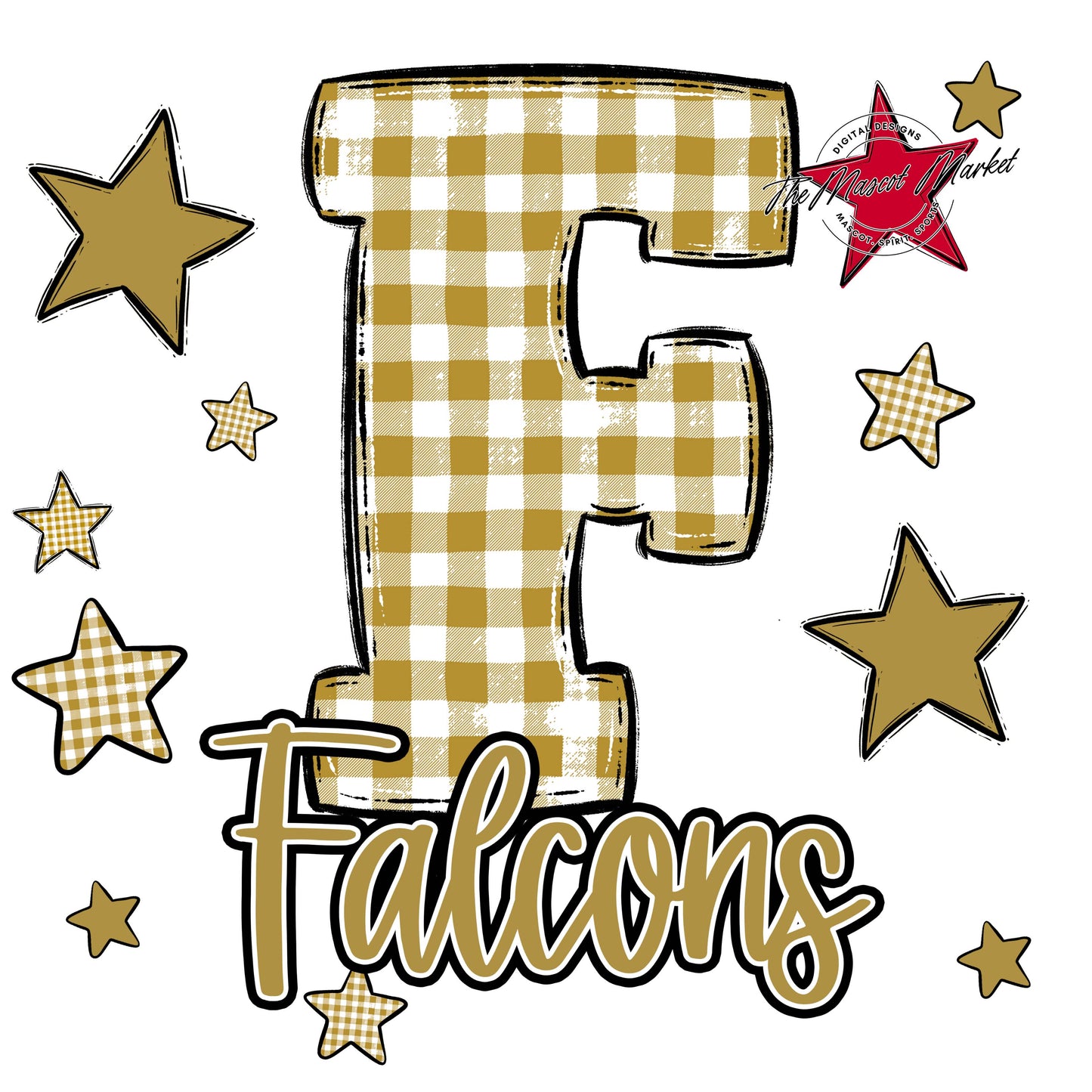 Falcons Plaid Star Design-Gold