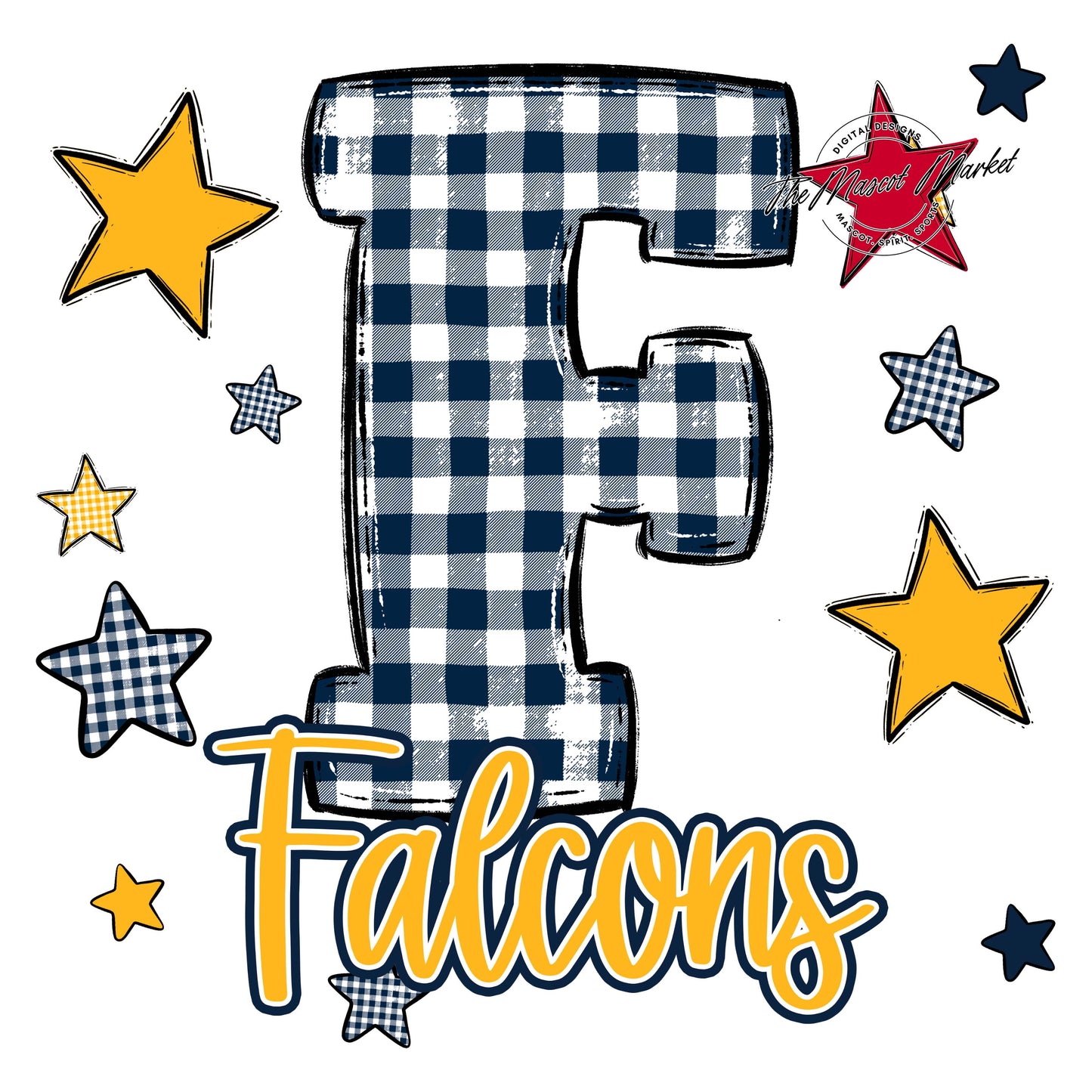 Falcons Plaid Star Design-Navy & Yellow