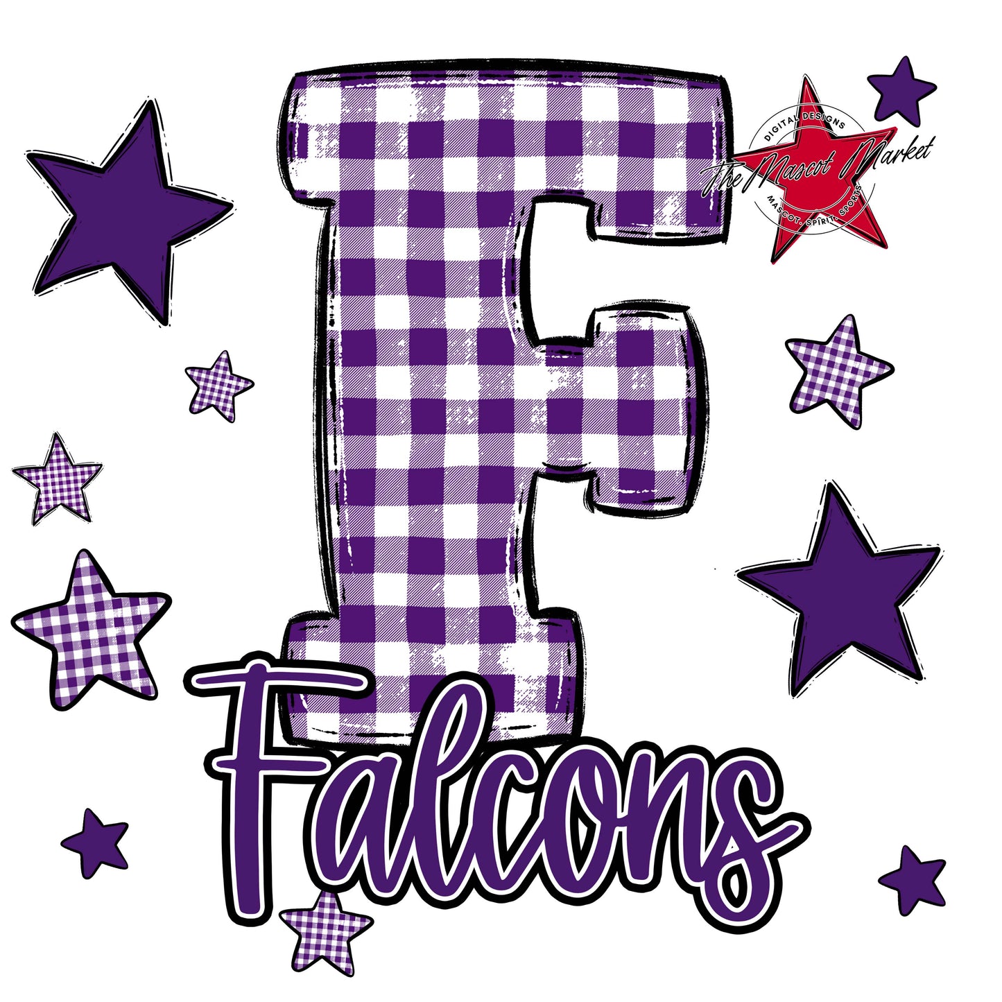 Falcons Plaid Star Design-Purple