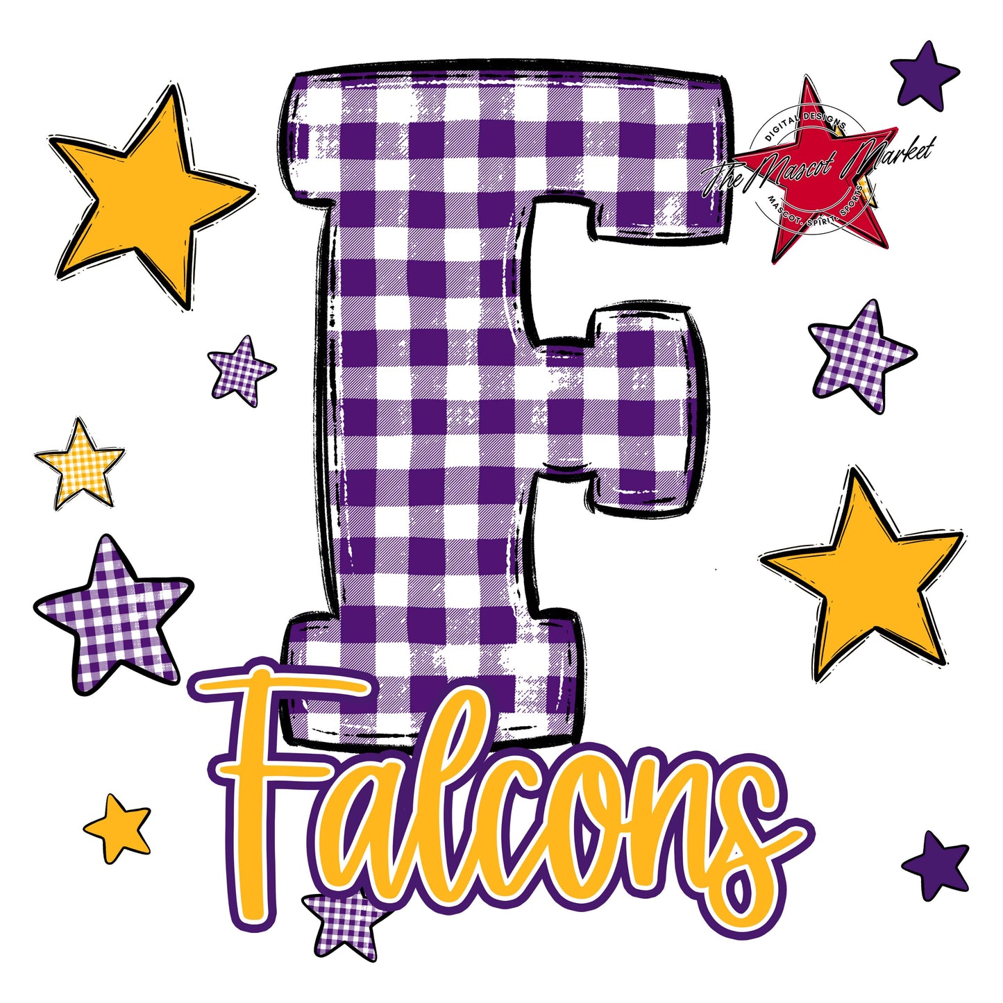 Falcons Plaid Star Design-Purple & Yellow