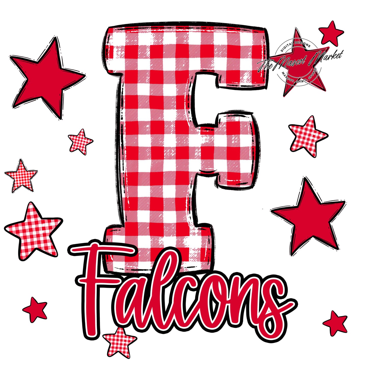 Falcons Plaid Star Design-Red