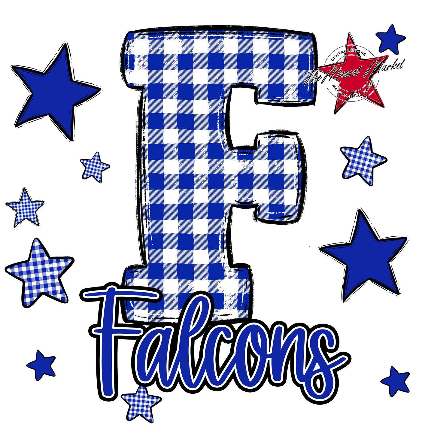 Falcons Plaid Star Design-Royal Blue