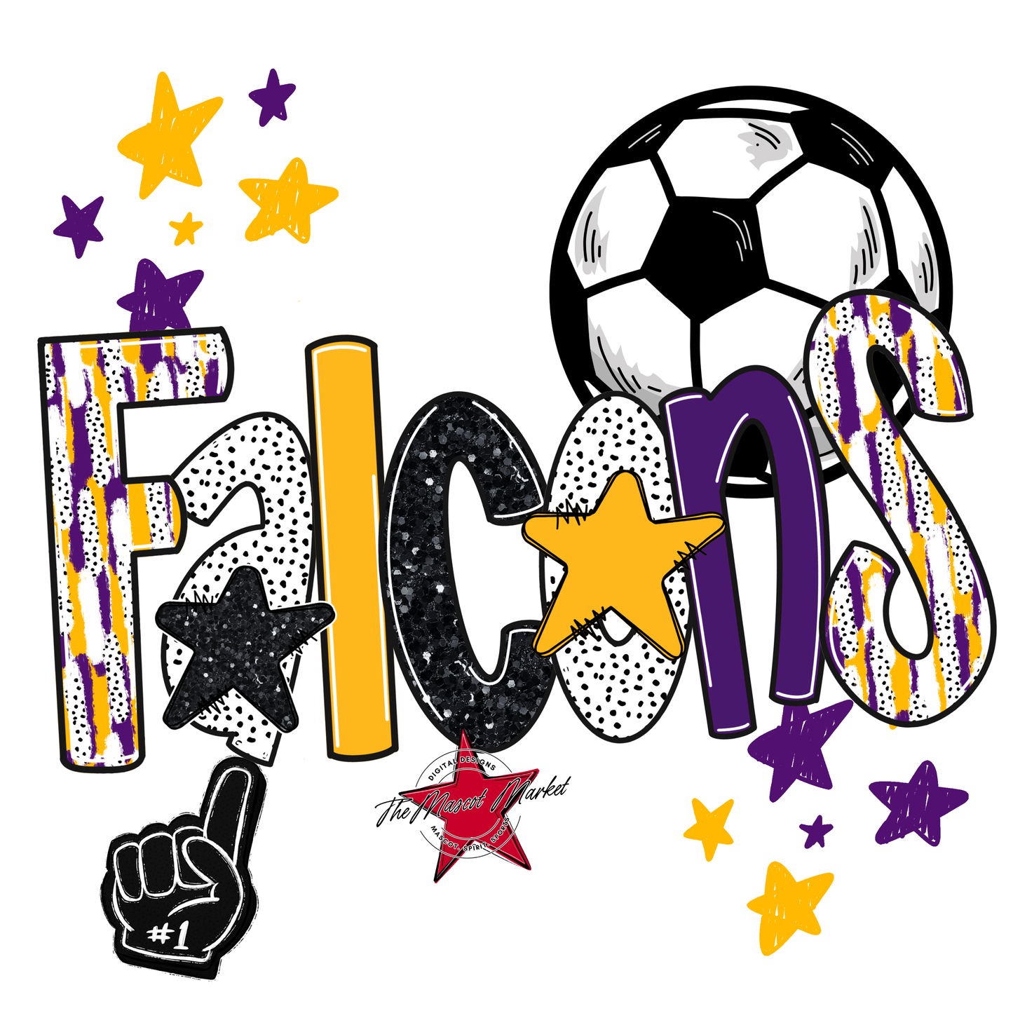 Falcons Soccer Scrape-Purple-Yellow