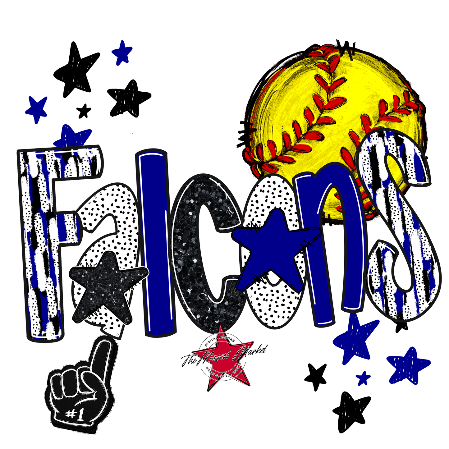 Falcons Softball Scrape-Blue