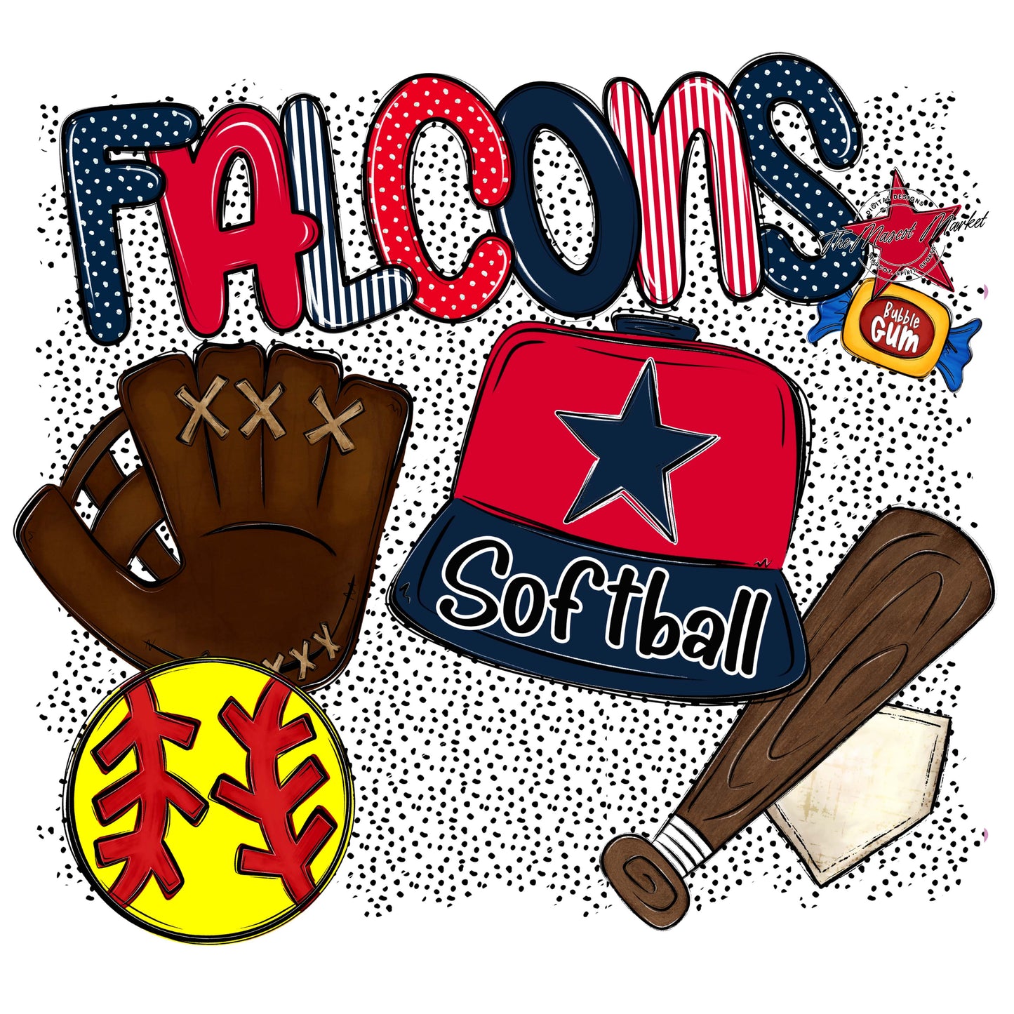 Falcons Softball Spirit-Navy & Red