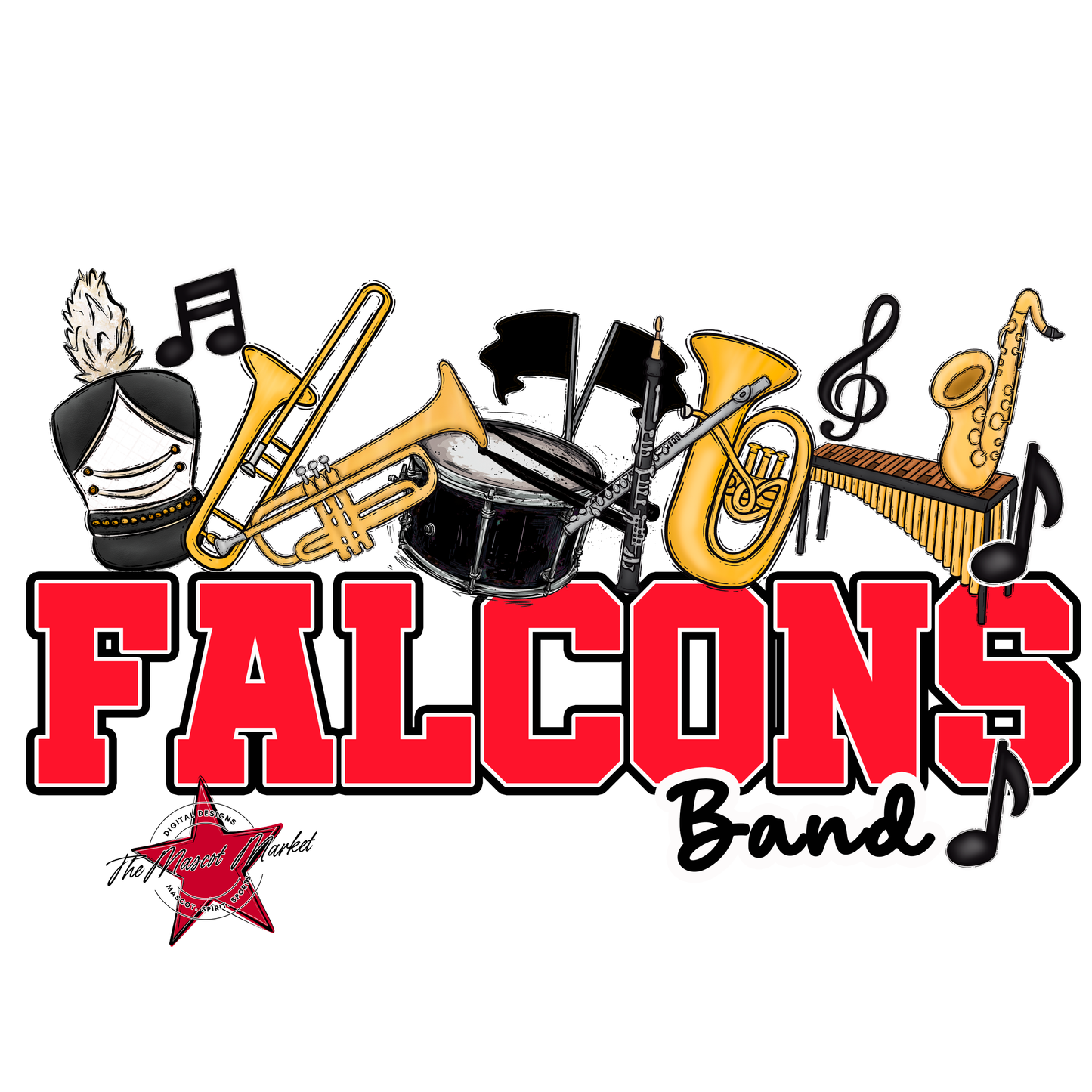 Falcons Varsity Band-Bright Red