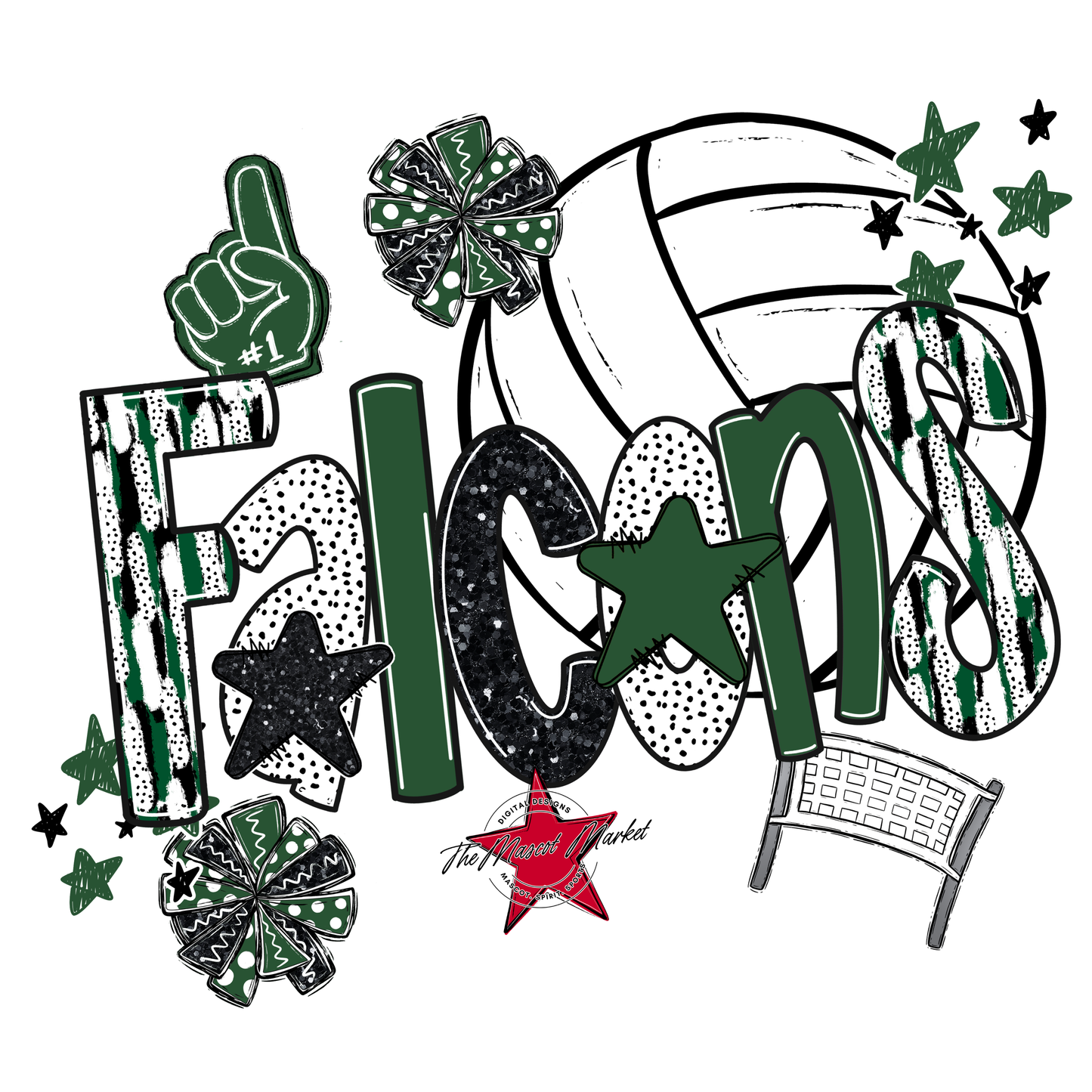 Falcons Volleyball Scrape-Green