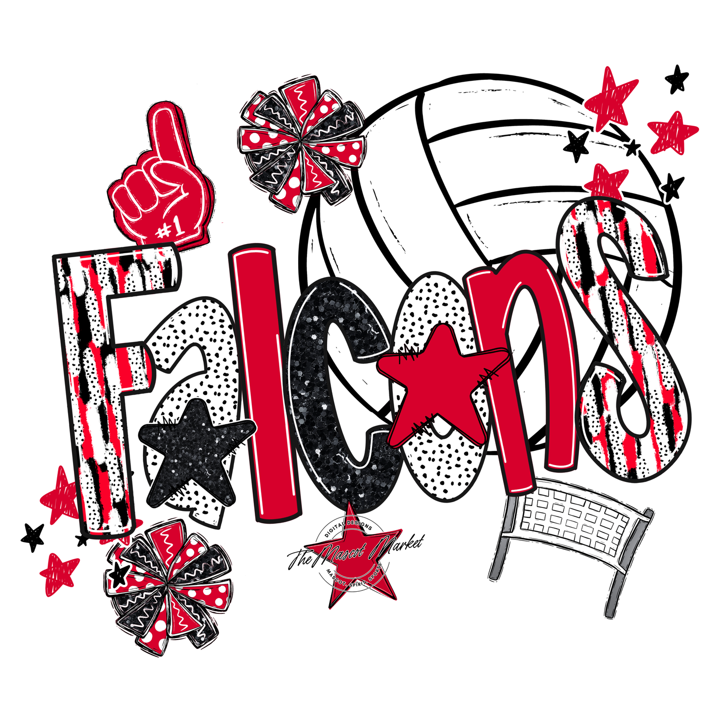 Falcons Volleyball Scrape-Red