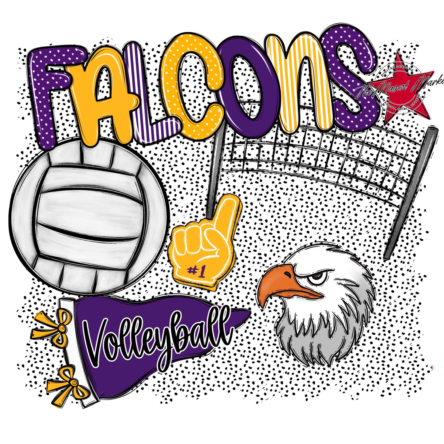 Falcons Volleyball Spirit-Purple & Yellow