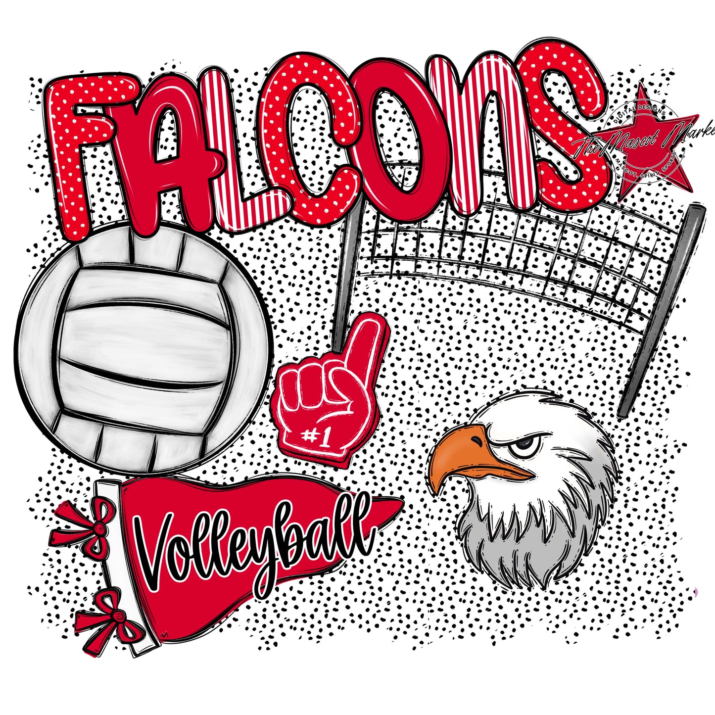 Falcons Volleyball Spirit-Red