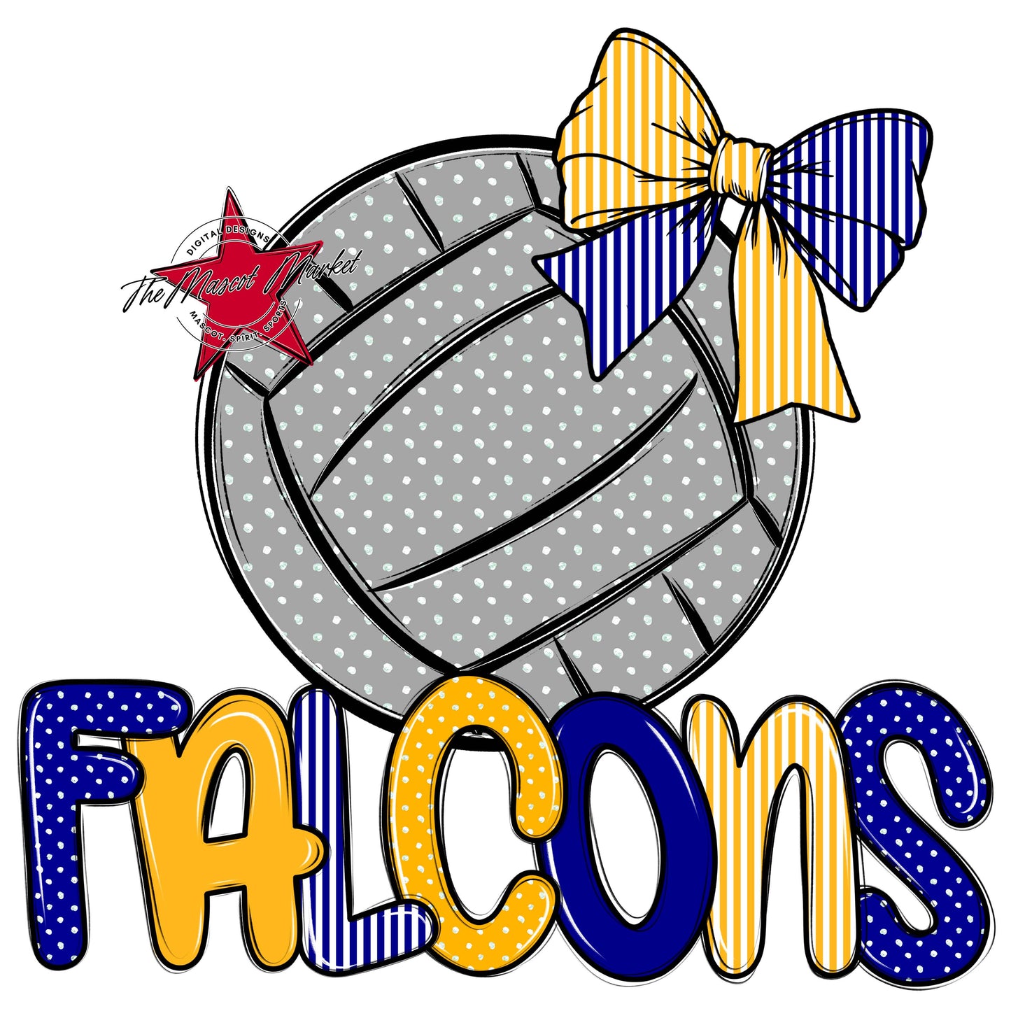Falcons Volleyball Spirit Design-Blue & Yellow