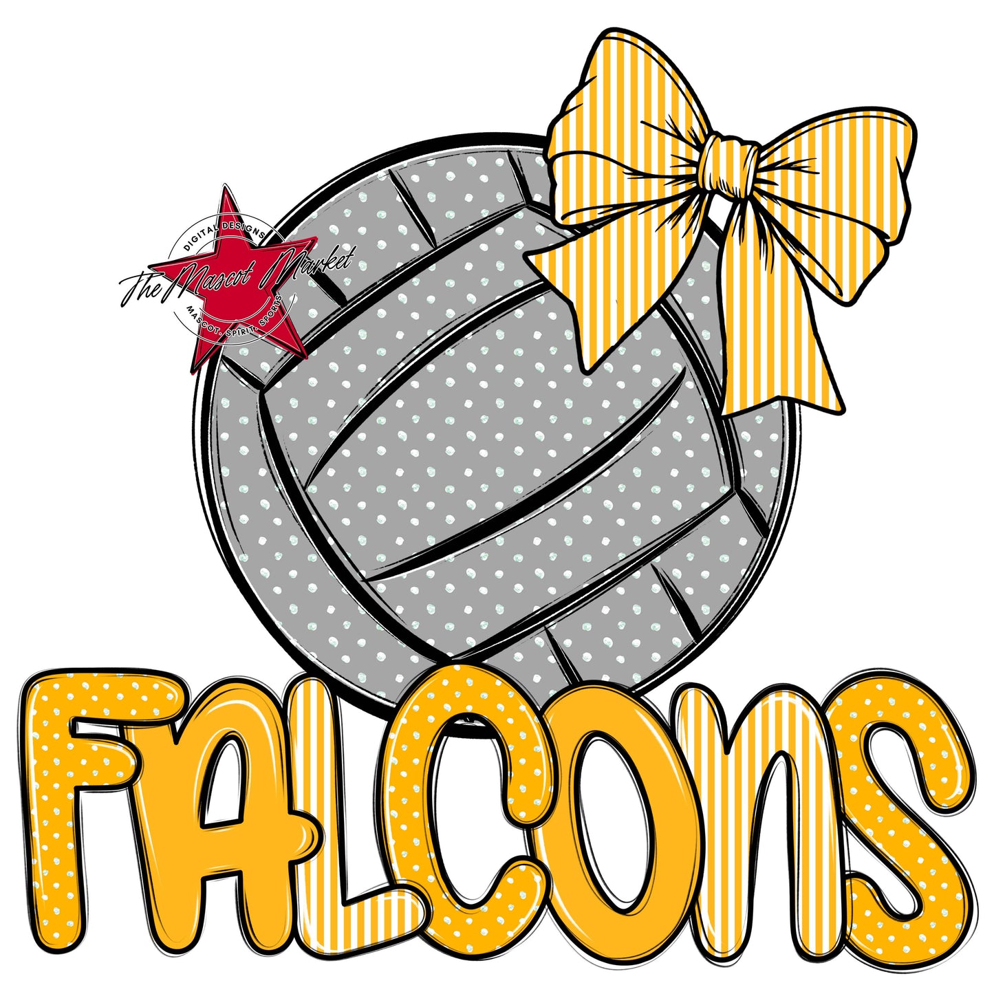 Falcons Volleyball Spirit Design-Yellow