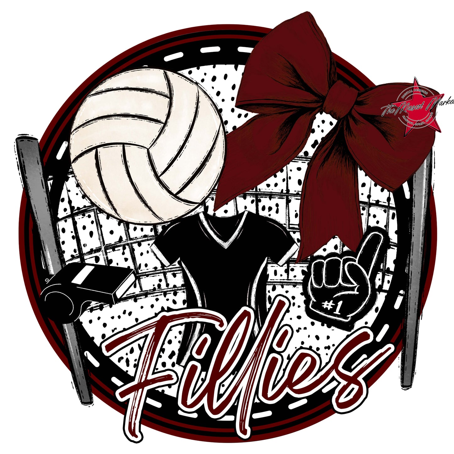 Fillies Circle Volleyball Design-Maroon