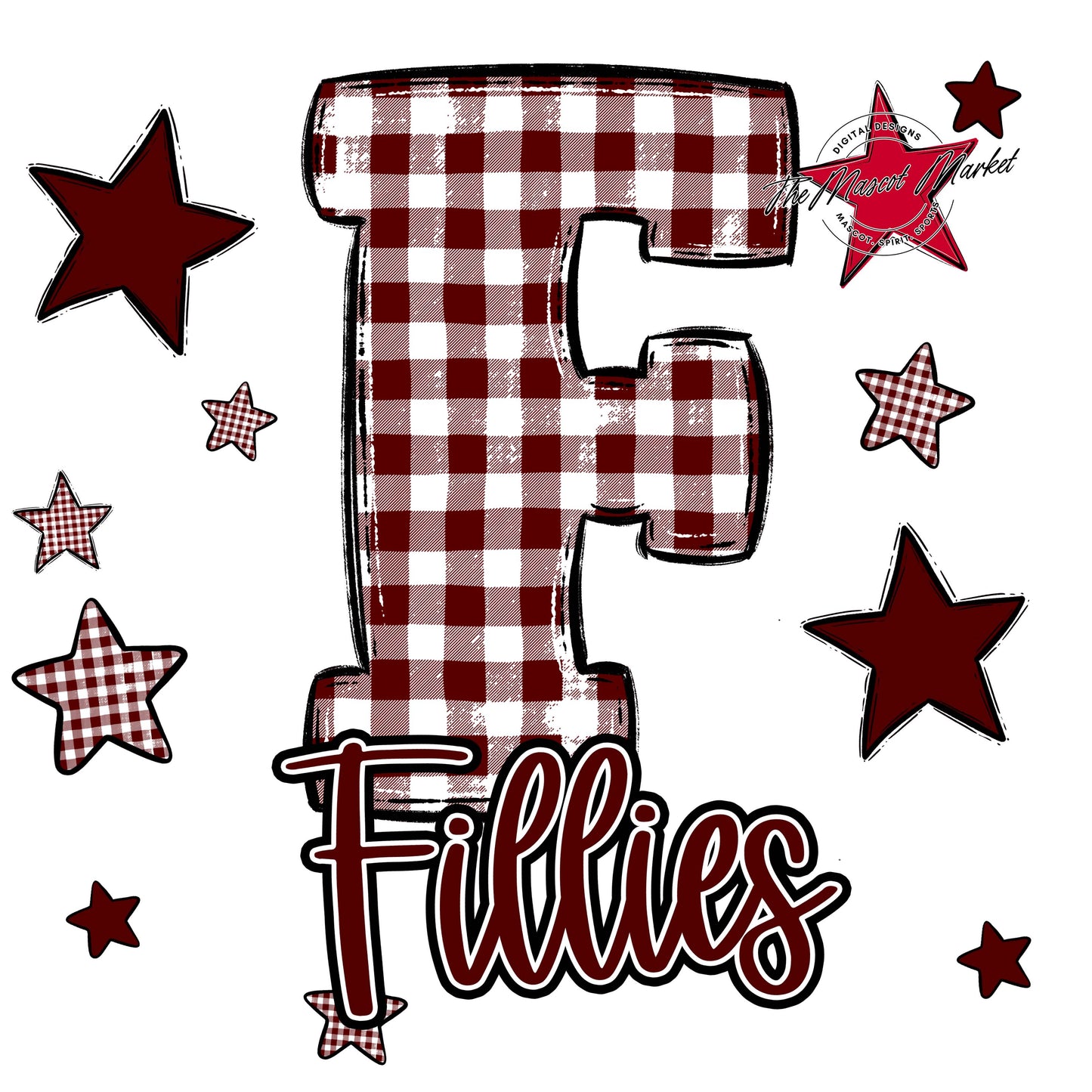 Fillies Plaid Star Design-Maroon