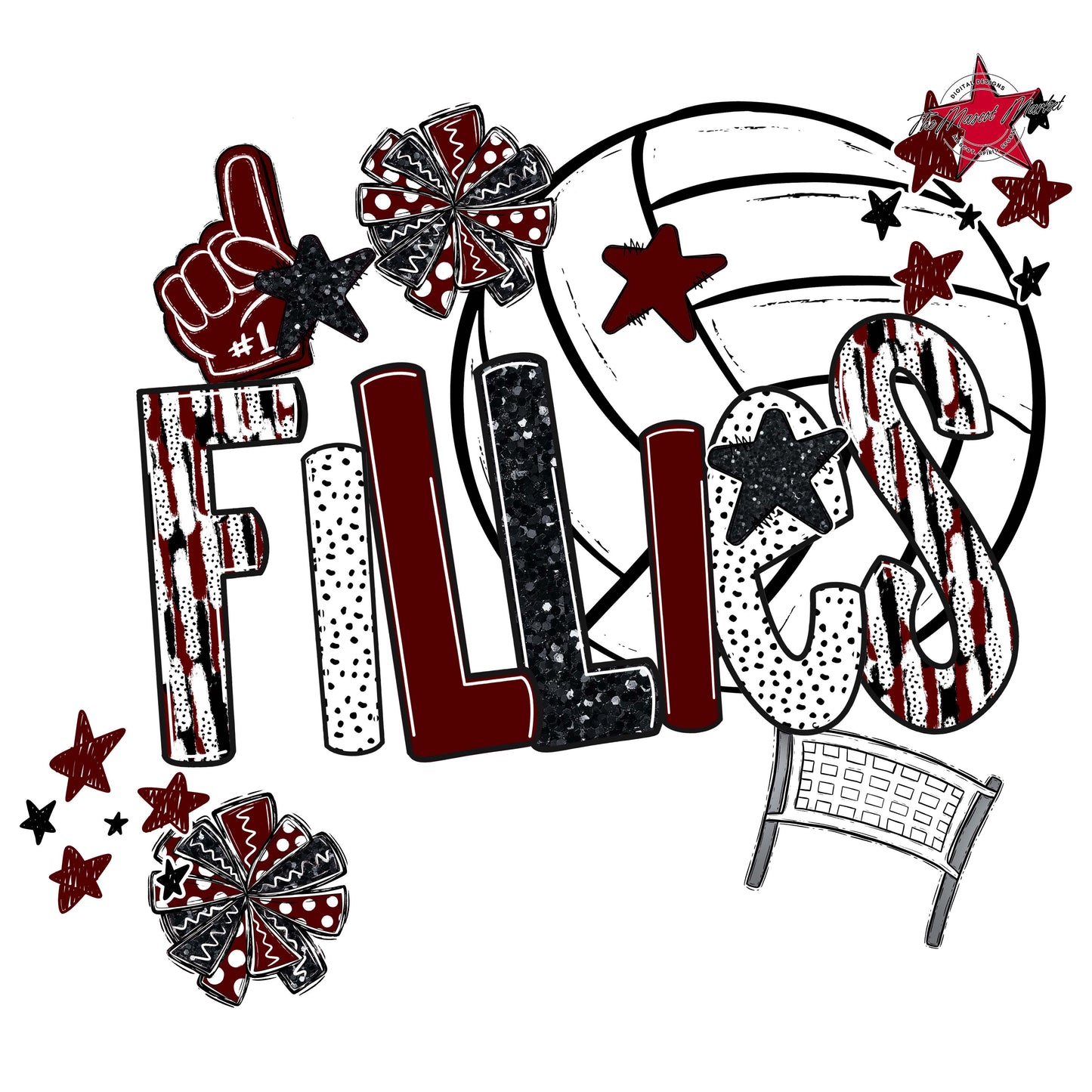Fillies Volleyball Scrape-Maroon