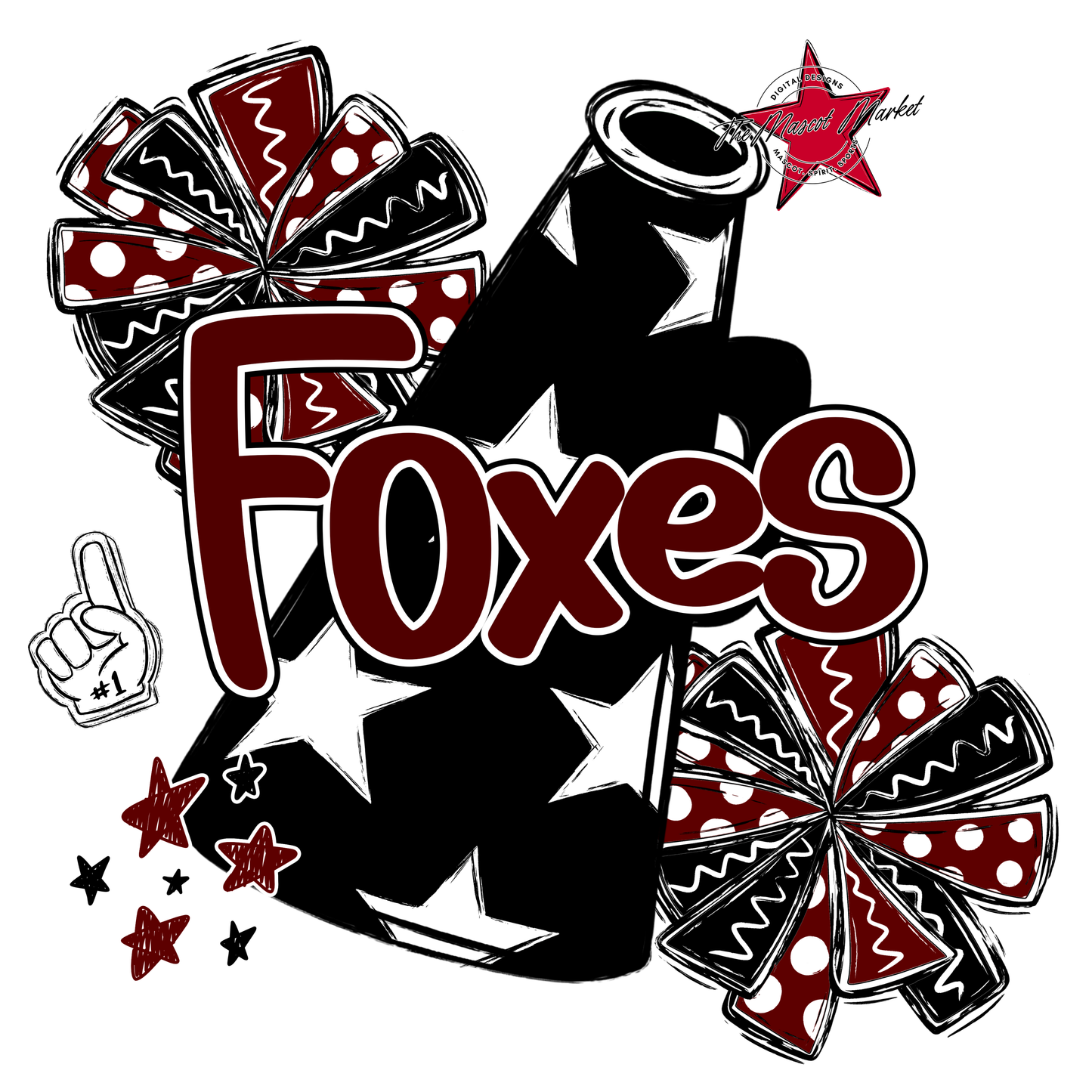 Foxes Alpha Megaphone Design-Maroon