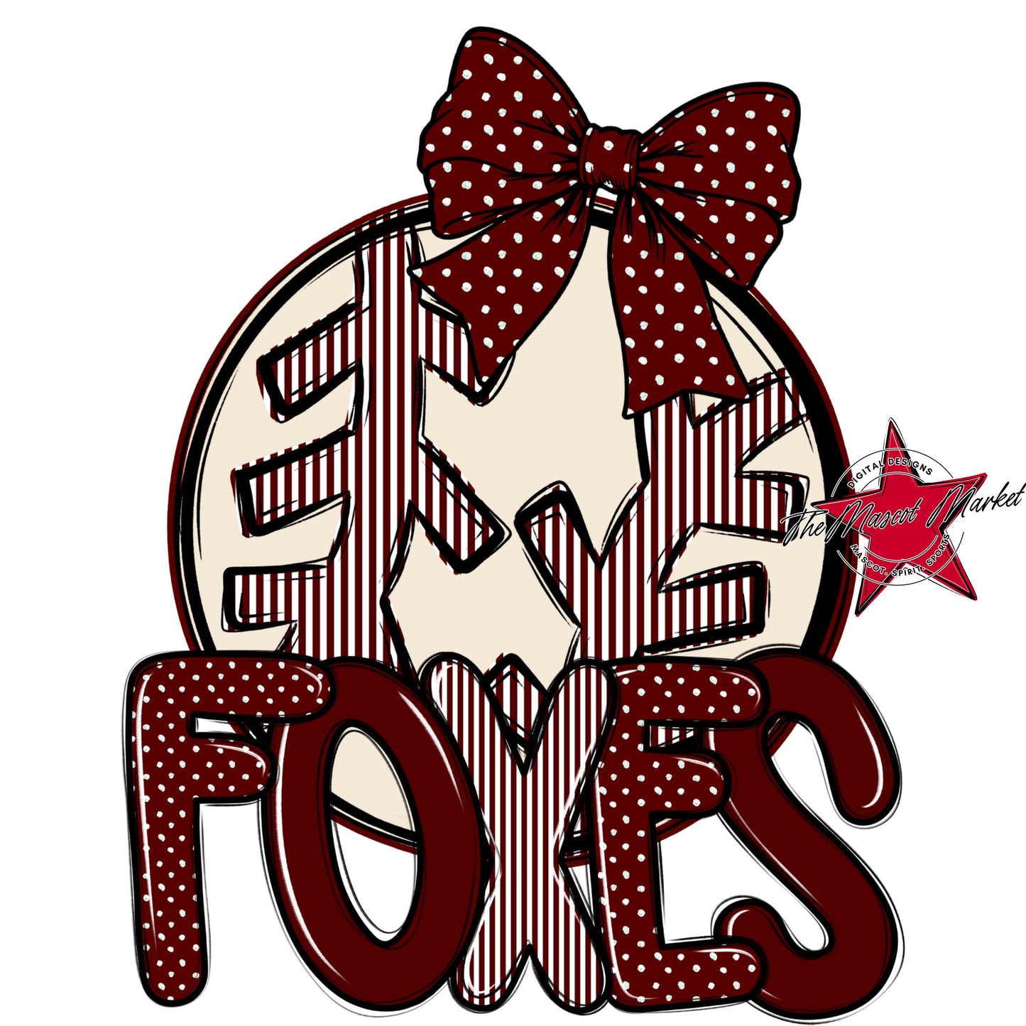 Foxes Baseball-Softball Spirit Design-Maroon
