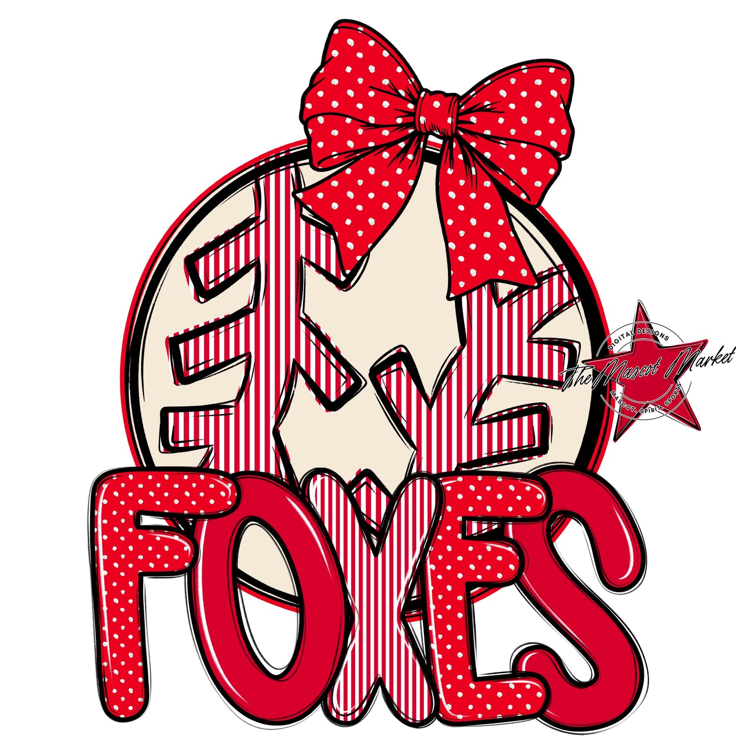 Foxes Baseball-Softball Spirit Design-Red