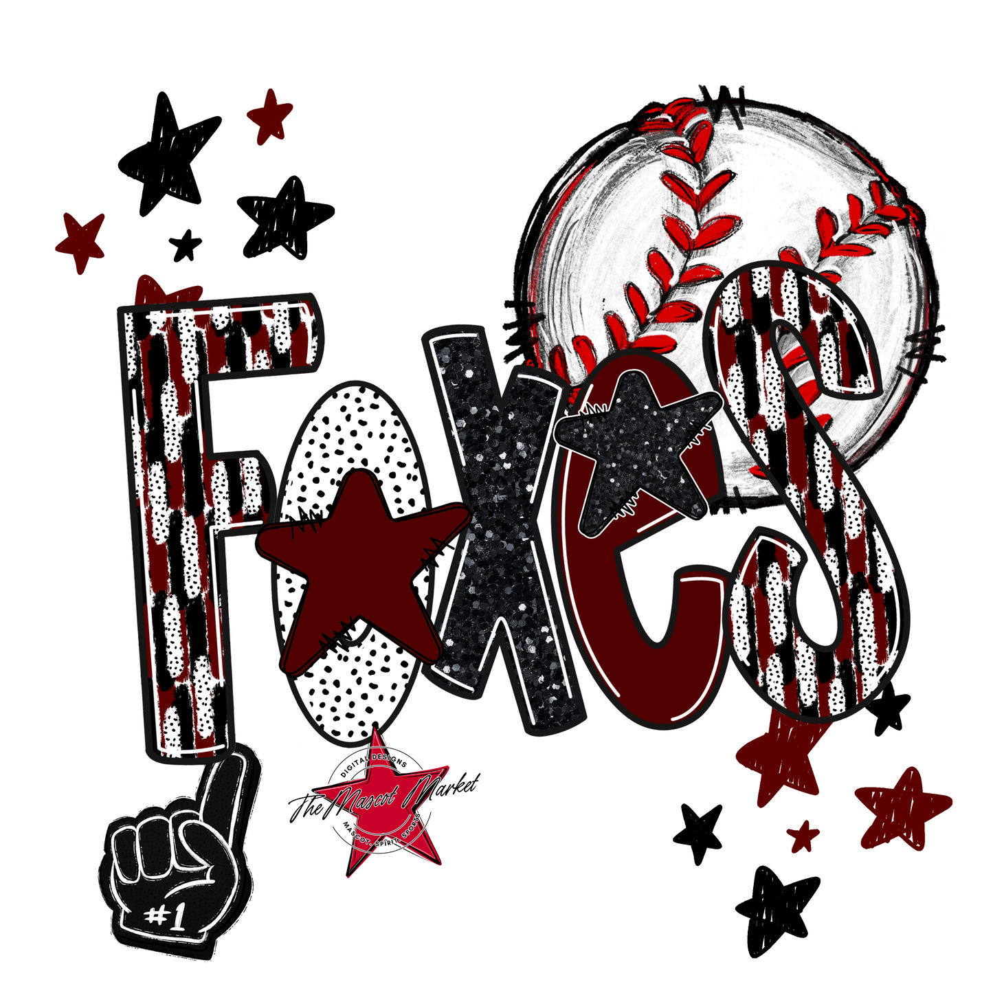 Foxes Baseball Scrape-Maroon