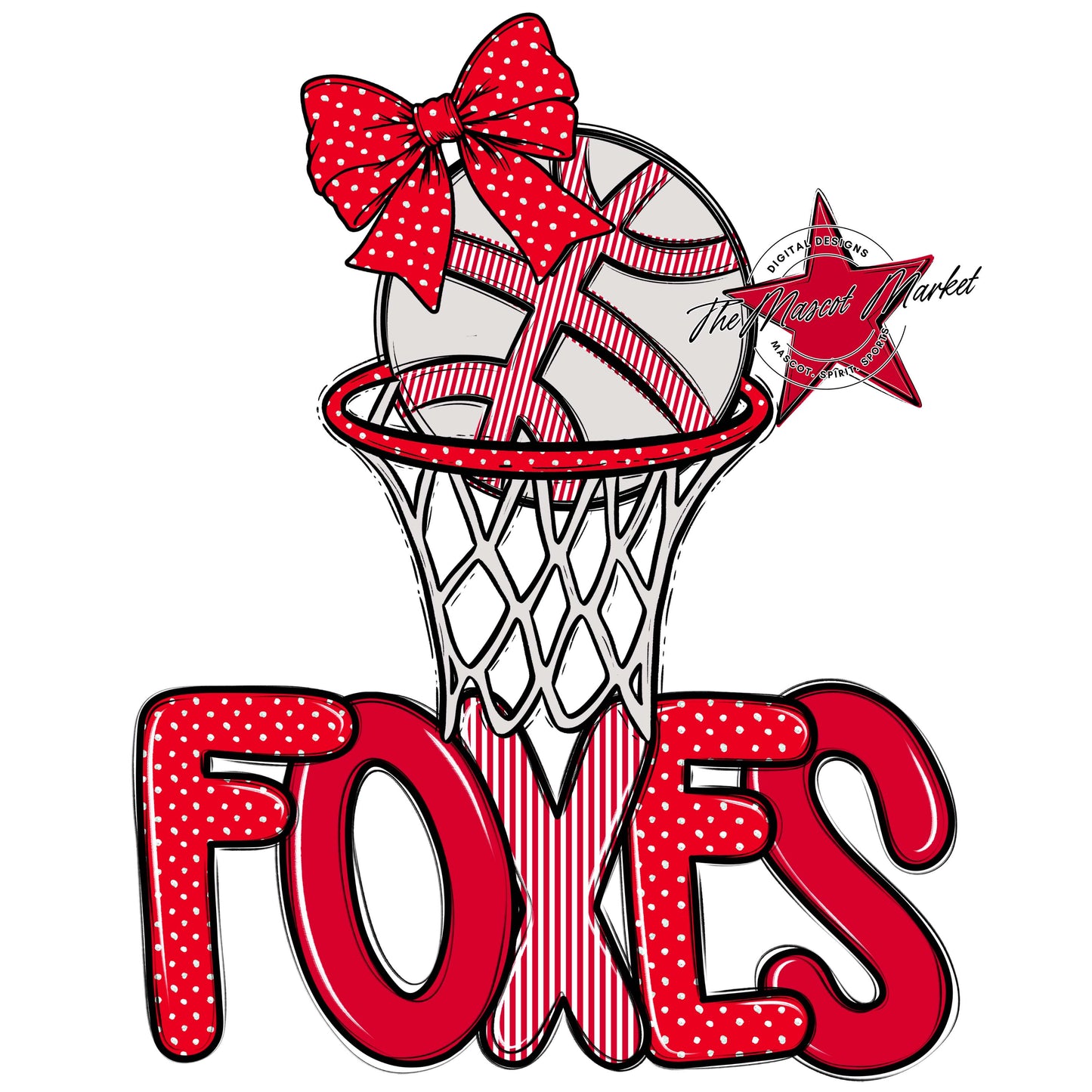 Foxes Basketball Spirit Design-Red