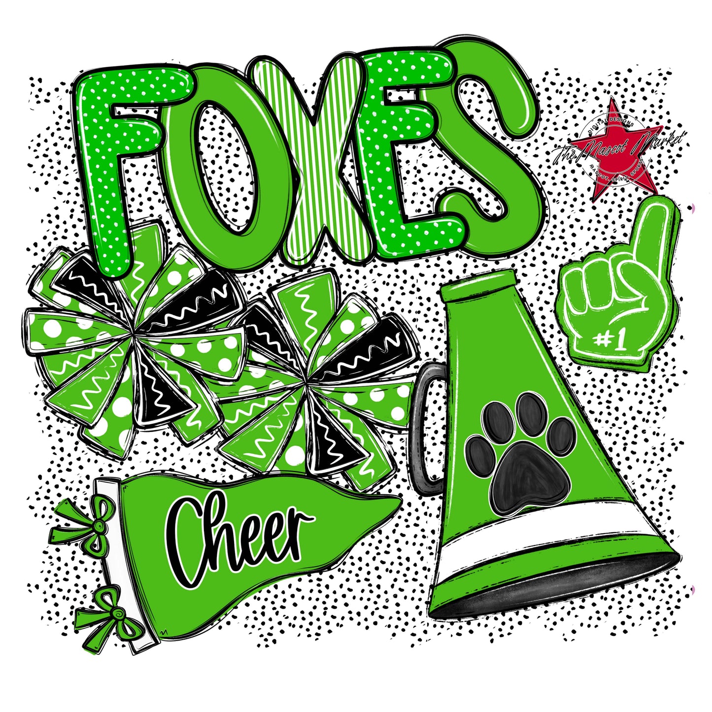 Foxes Cheer Spirit-Bright Green