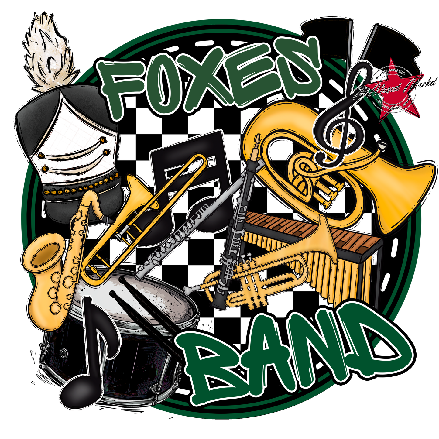 Foxes Circle Band Design-Green