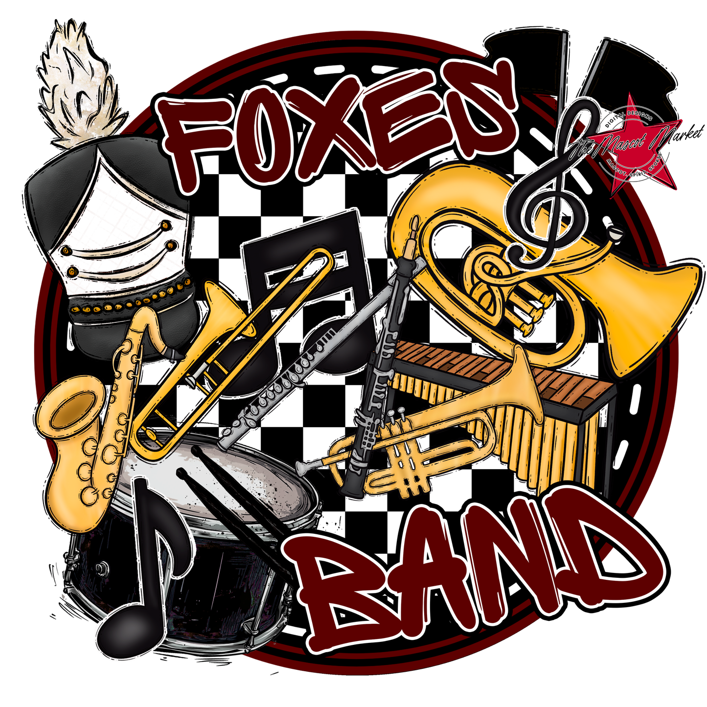 Foxes Circle Band Design-Maroon