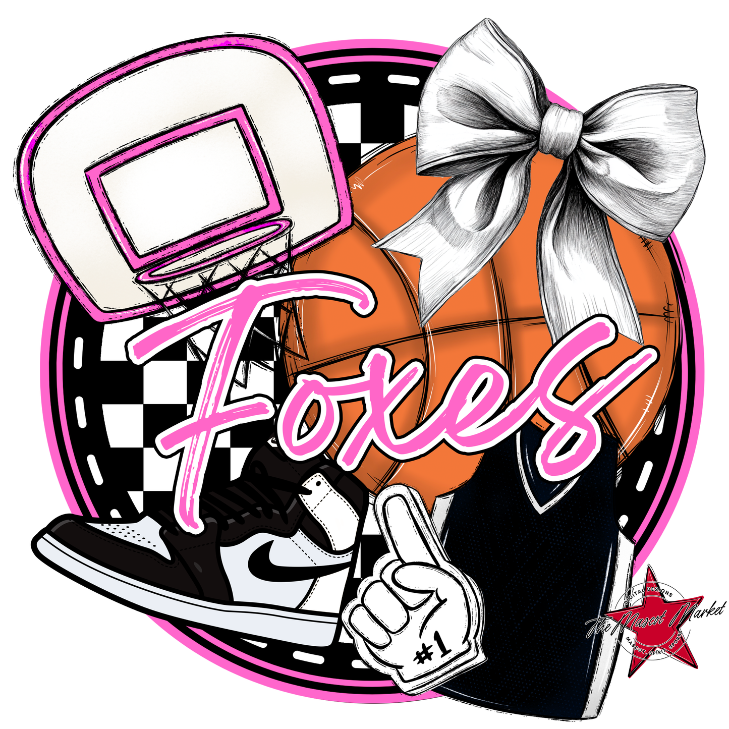 Foxes Circle Basketball Design-Baby Pink