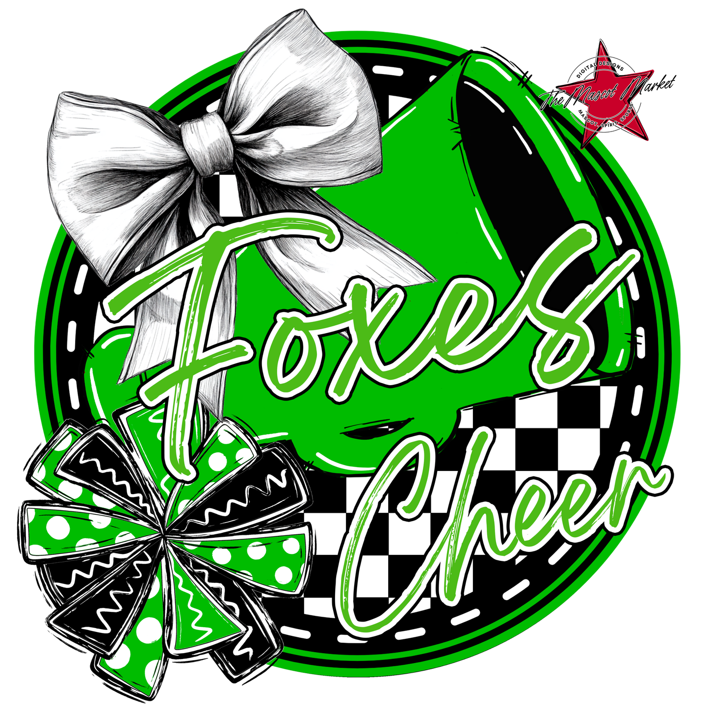 Foxes Circle Cheer Design-Bright Green