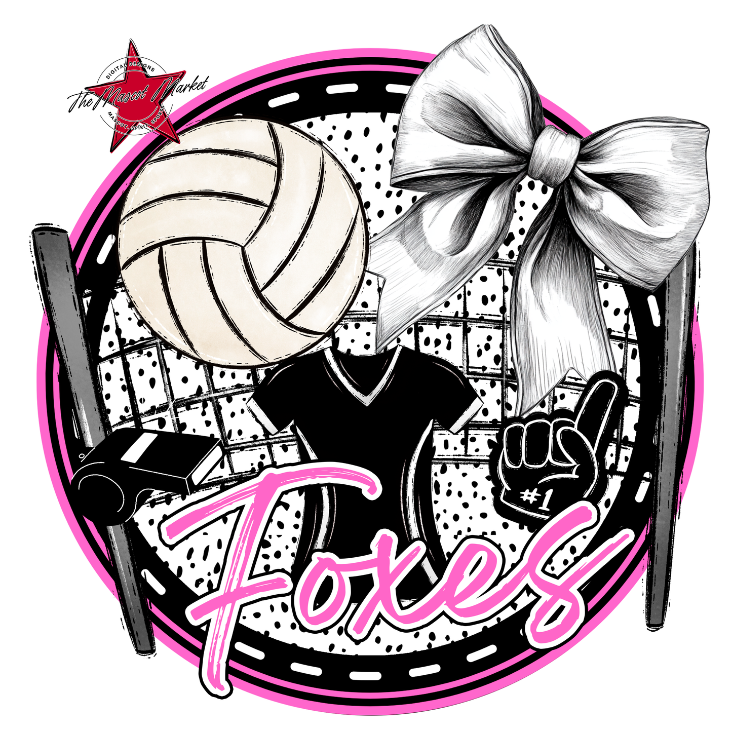 Foxes Circle Volleyball Design-Baby Pink
