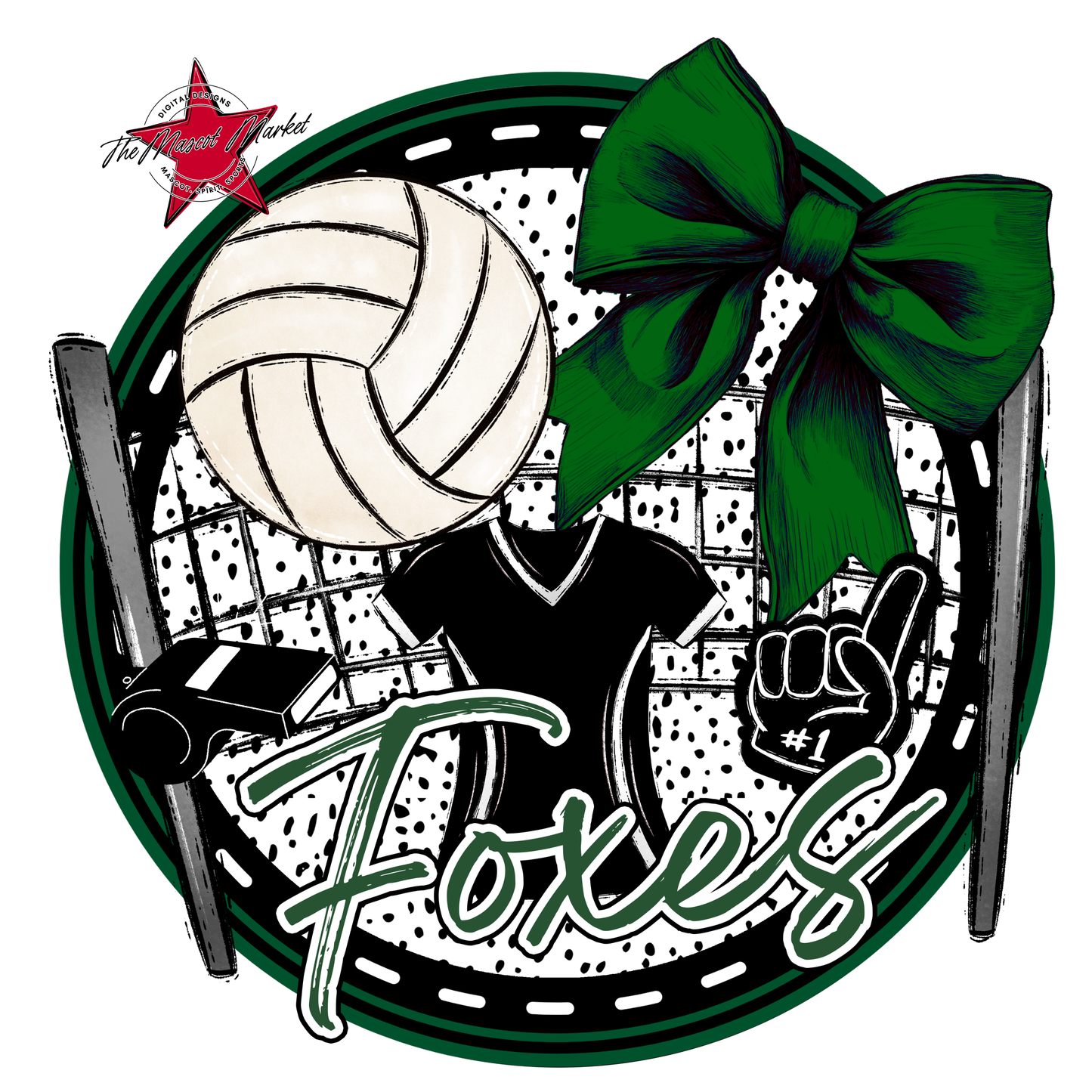 Foxes Circle Volleyball Design-Green