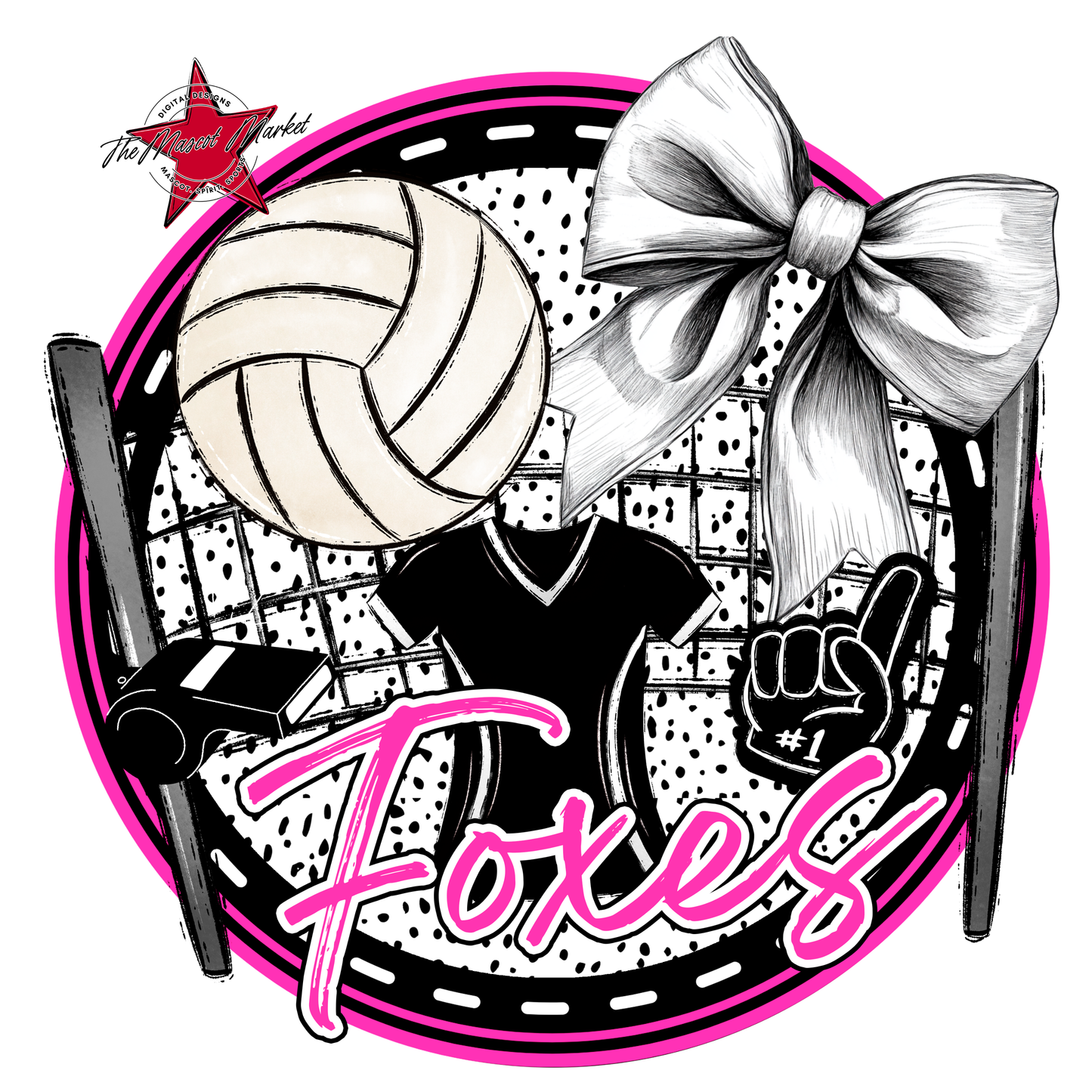 Foxes Circle Volleyball Design-Pink