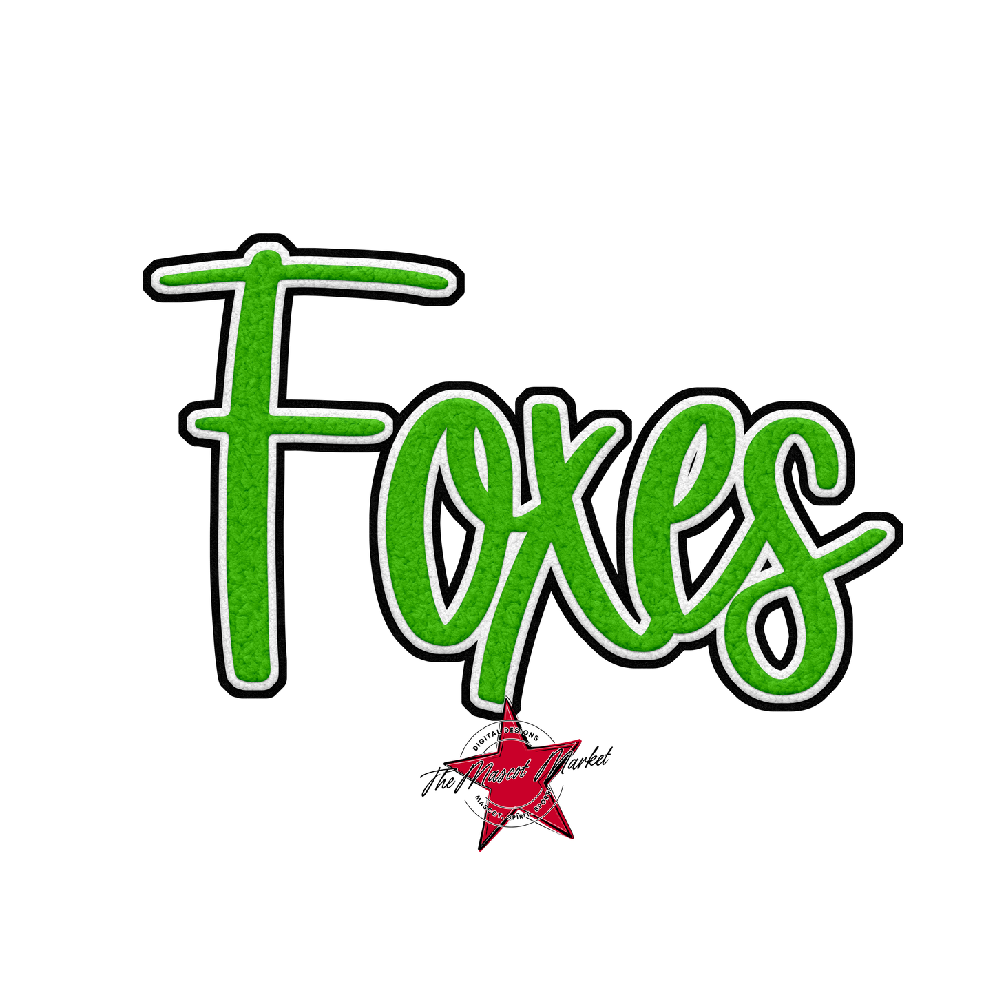 Foxes Faux Chenille Patch-Bright Green