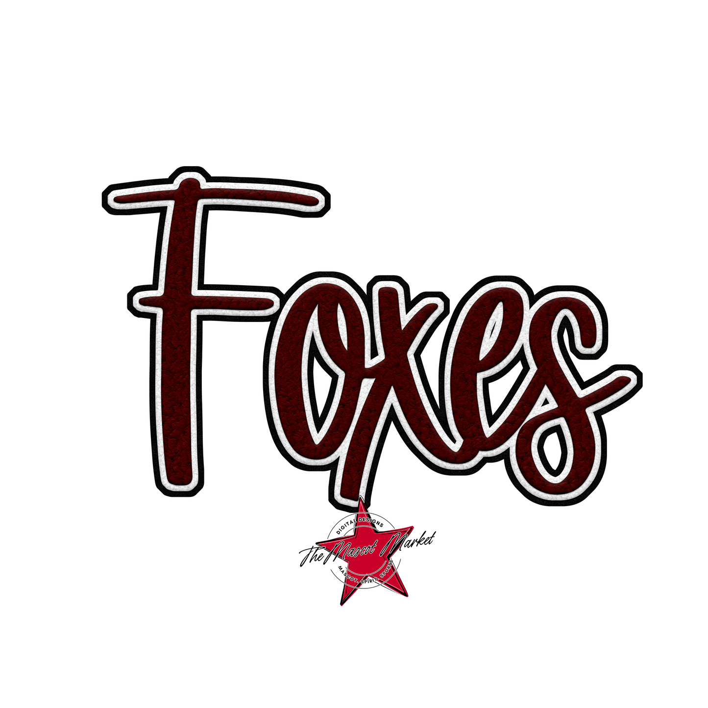 Foxes Faux Chenille Patch-Maroon