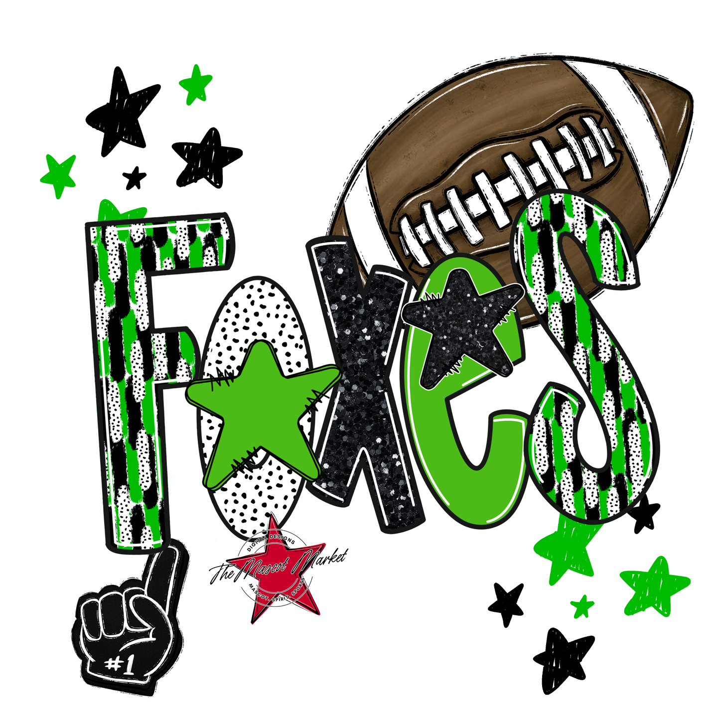 Foxes Football Scrape-Bright Green