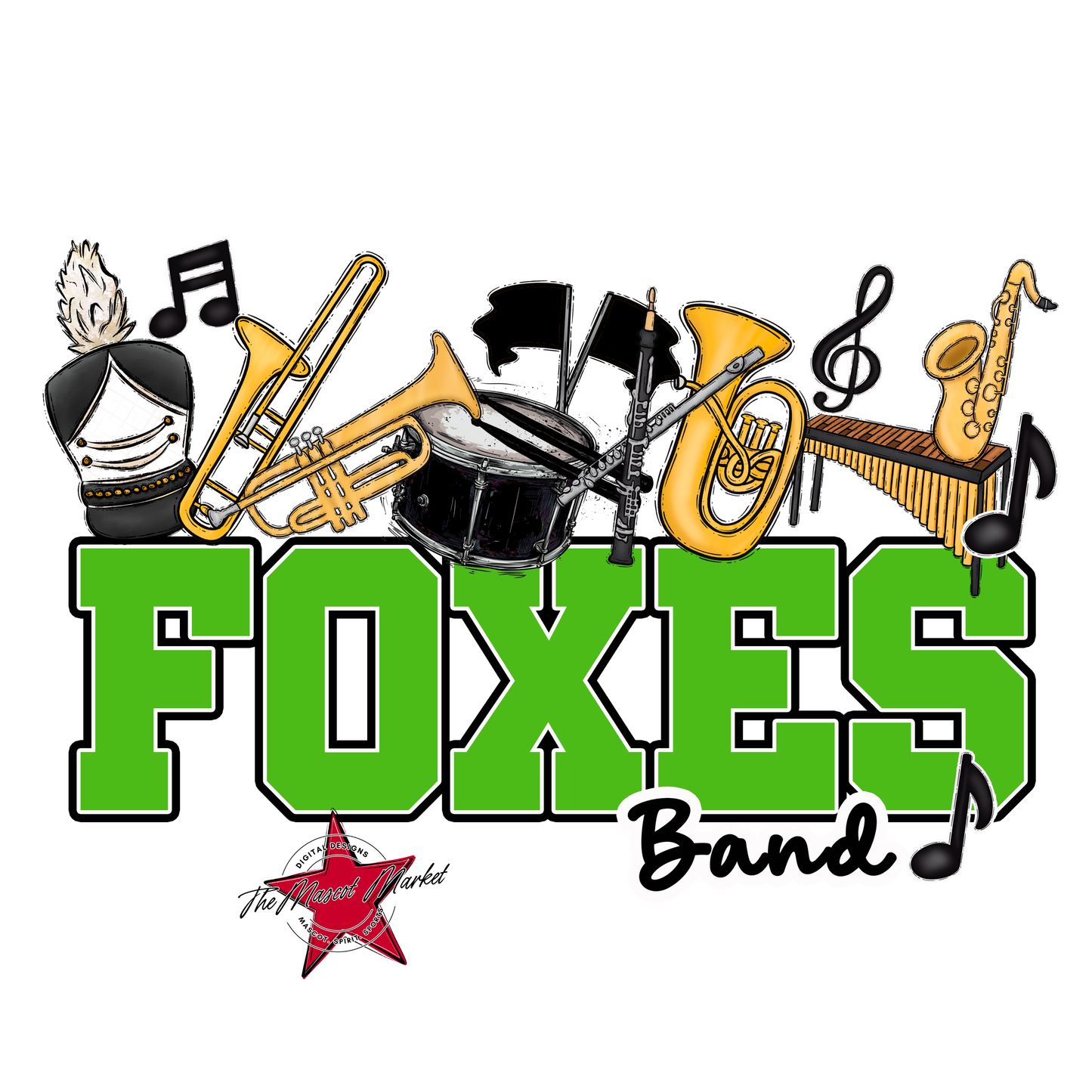 Foxes Varsity Band-Bright Green