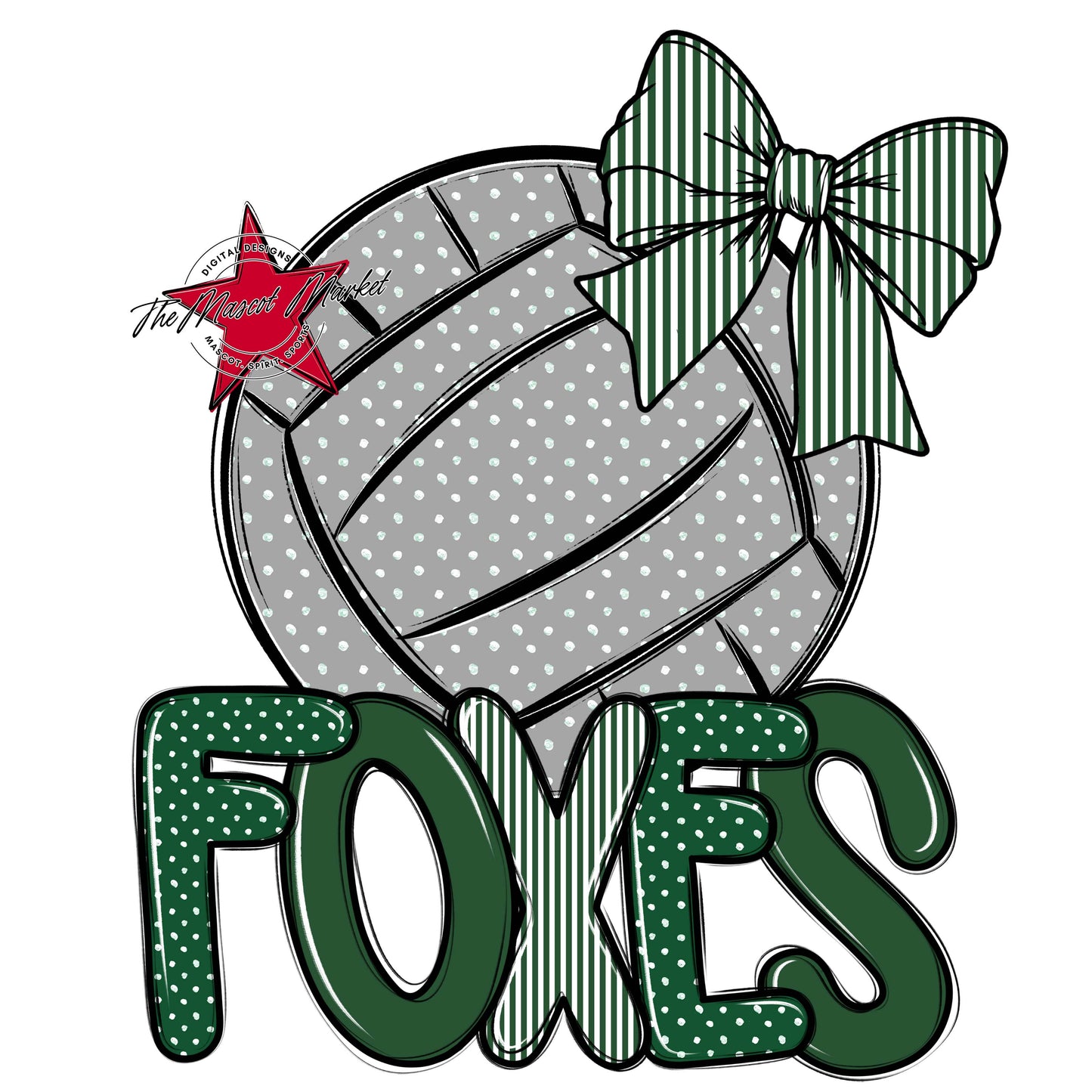 Foxes Volleyball Spirit Design-Green