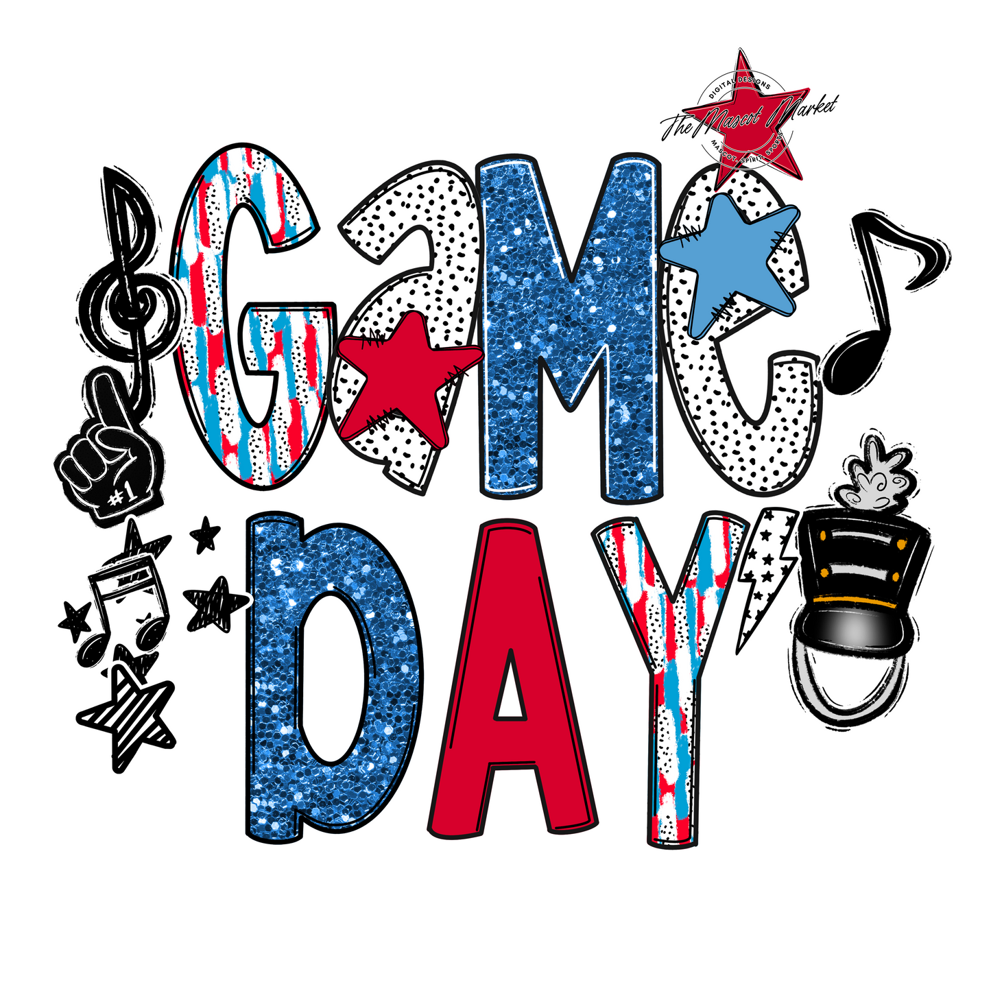 Game Day Band Scrape-Carolina Blue & Red