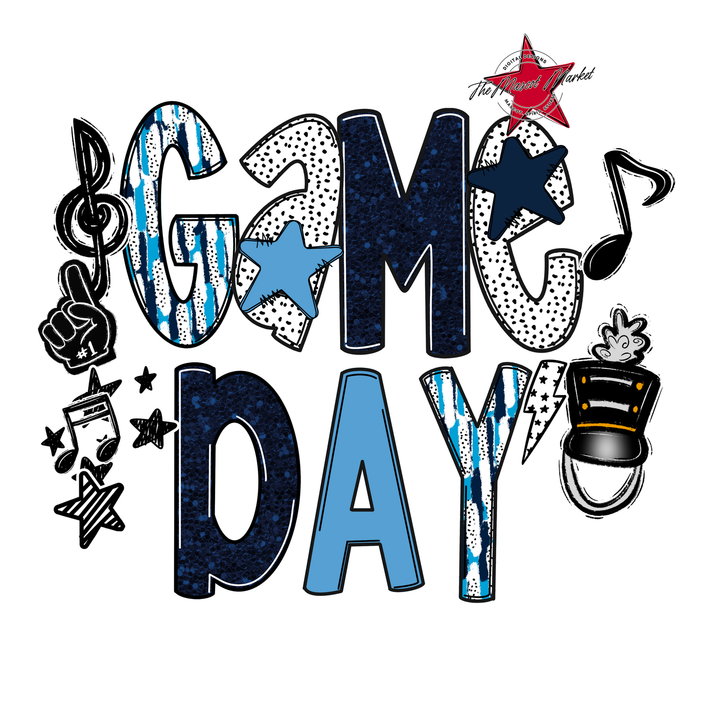 Game Day Band Scrape-Navy & Carolina Blue