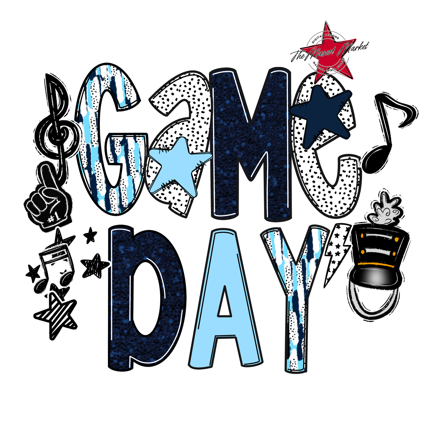 Game Day Band Scrape-Navy & Columbia Blue