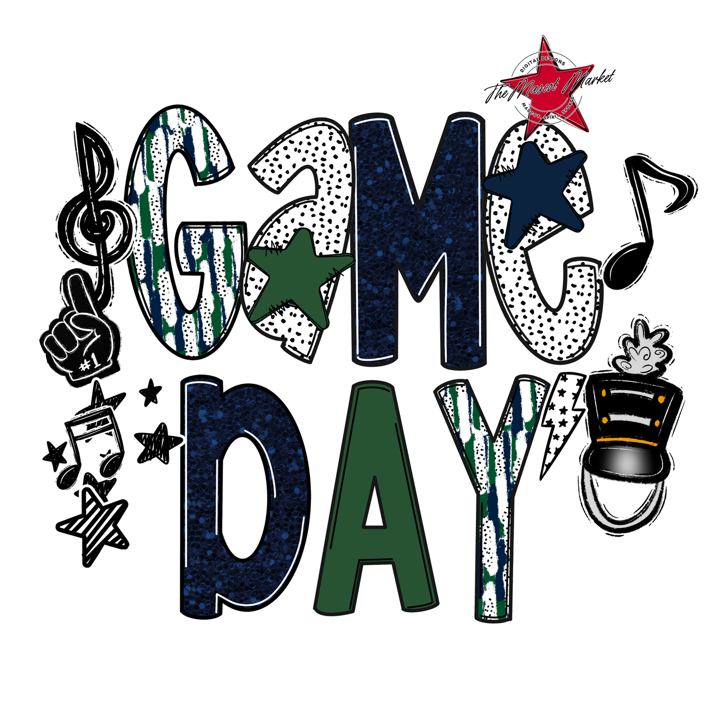 Game Day Band Scrape-Navy & Green