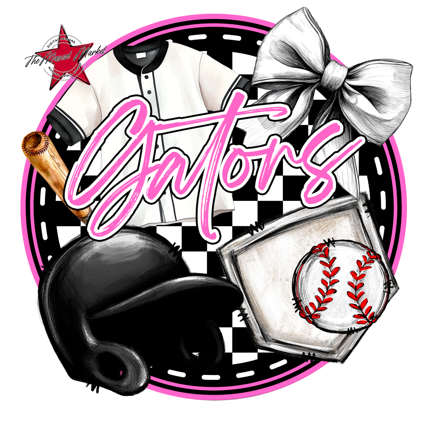 Gators Circle Baseball Design-Baby Pink