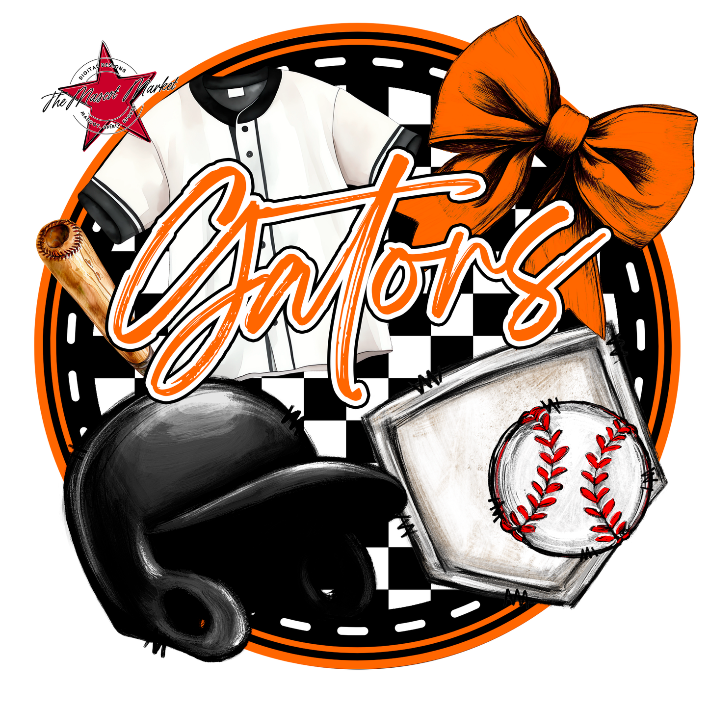 Gators Circle Baseball Design-Orange