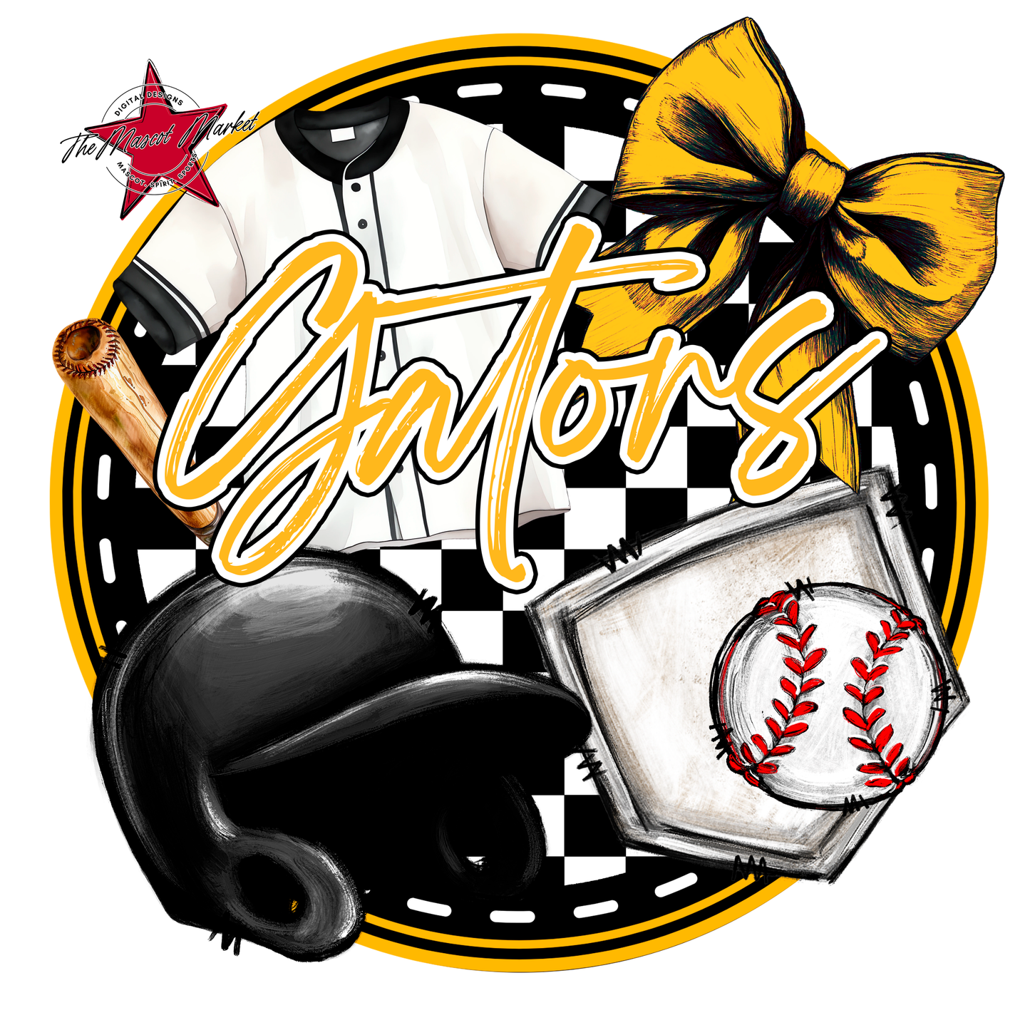 Gators Circle Baseball Design-Yellow