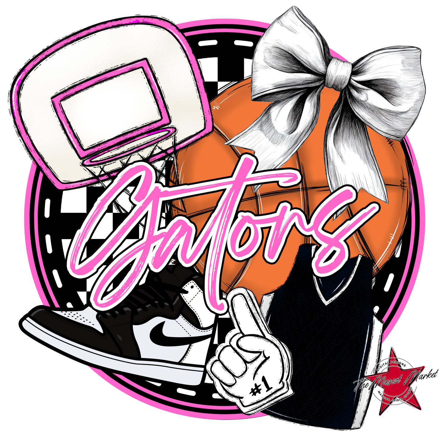 Gators Circle Basketball Design-Baby Pink
