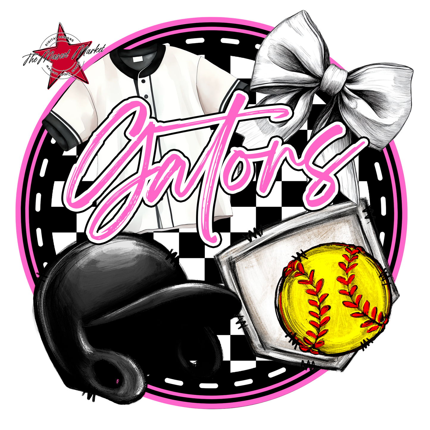 Gators Circle Softball Design-Baby Pink