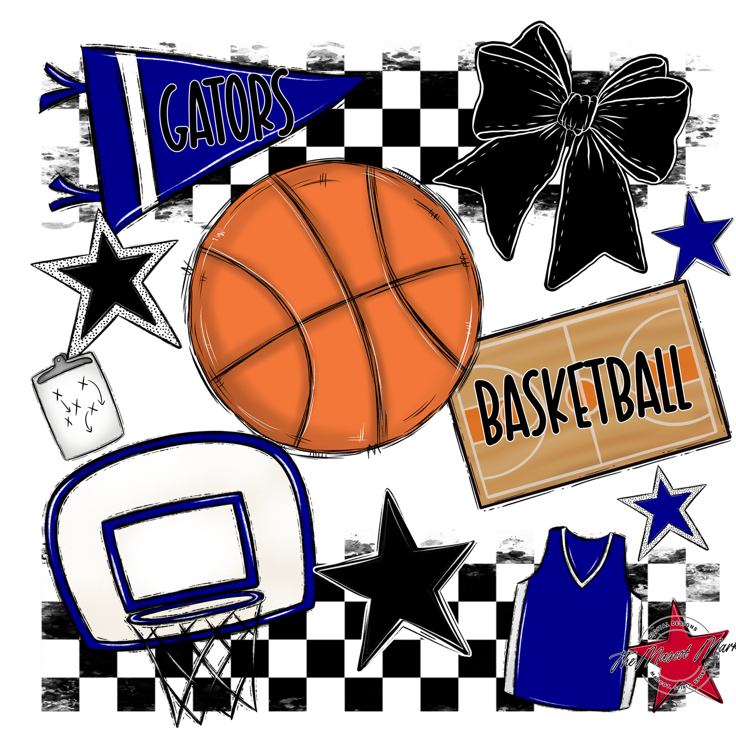 Gators Checkers Basketball Spirit Design-Blue