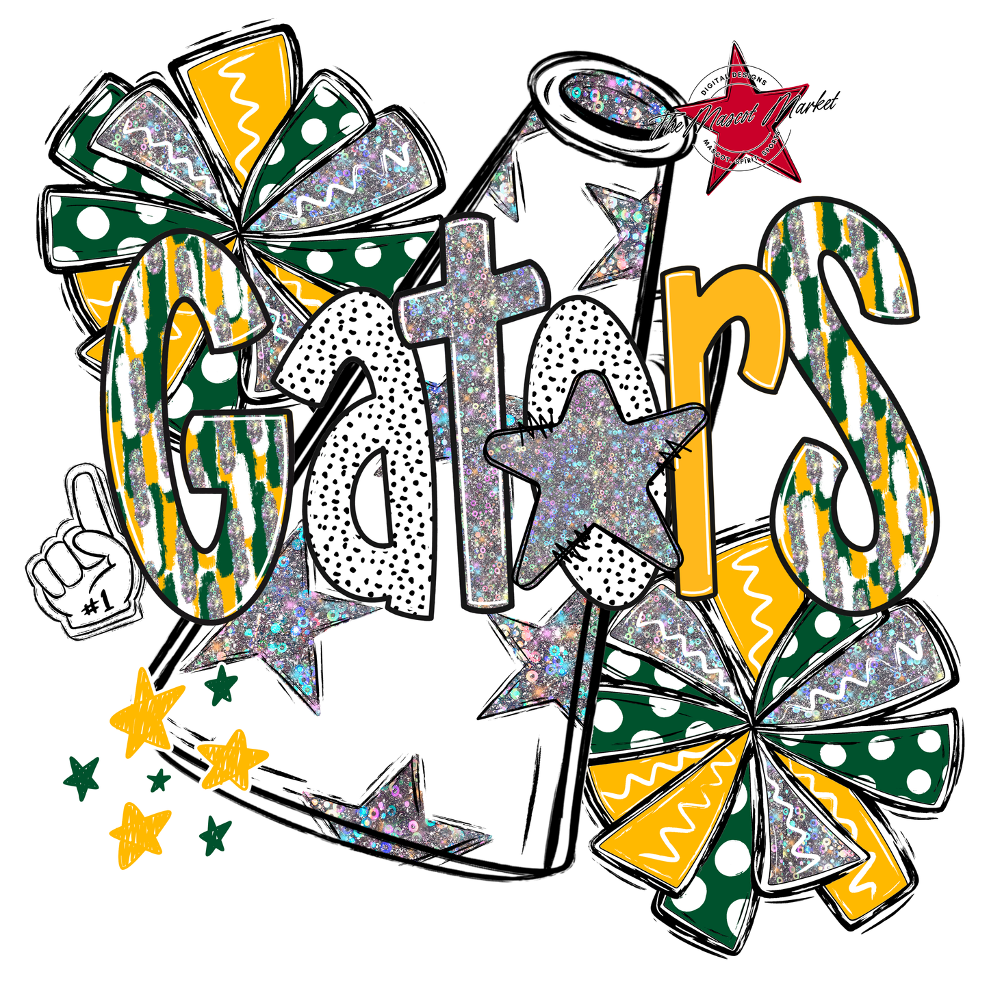 Gators Cheer Megaphone Scrape-Green-Yellow